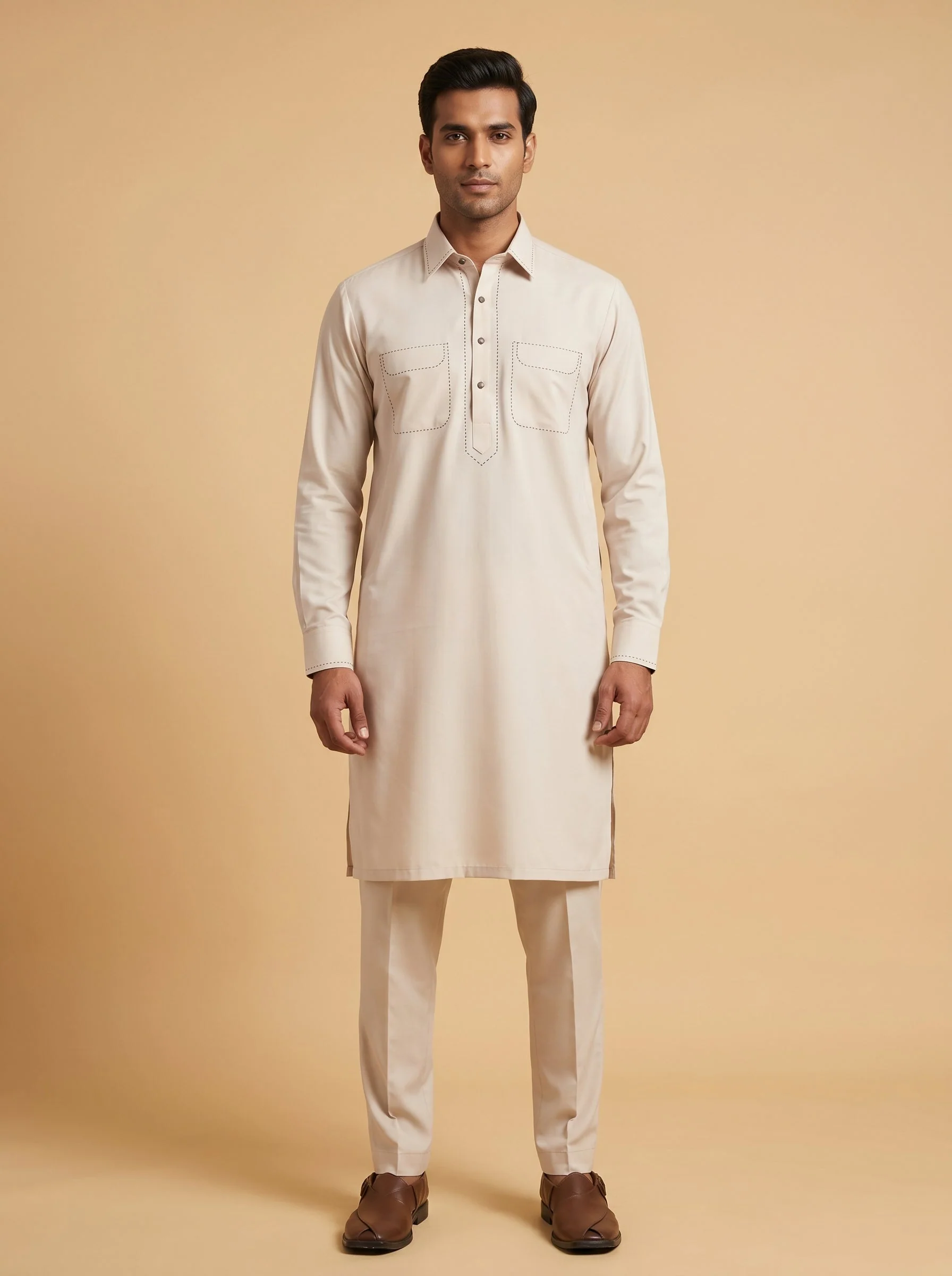 Warm Beige Relaxed Kurta Set