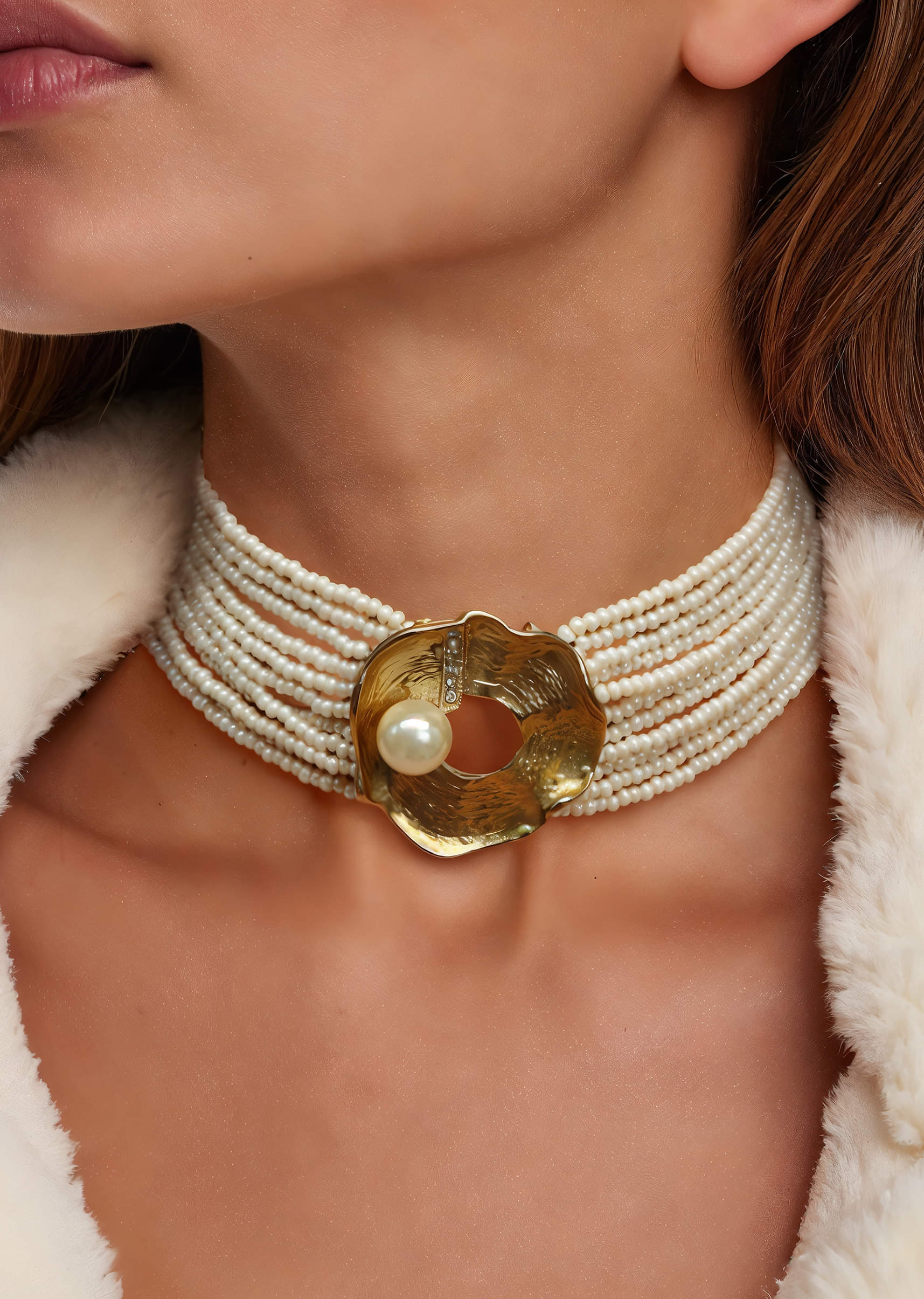 White And Layered Pearl Necklace