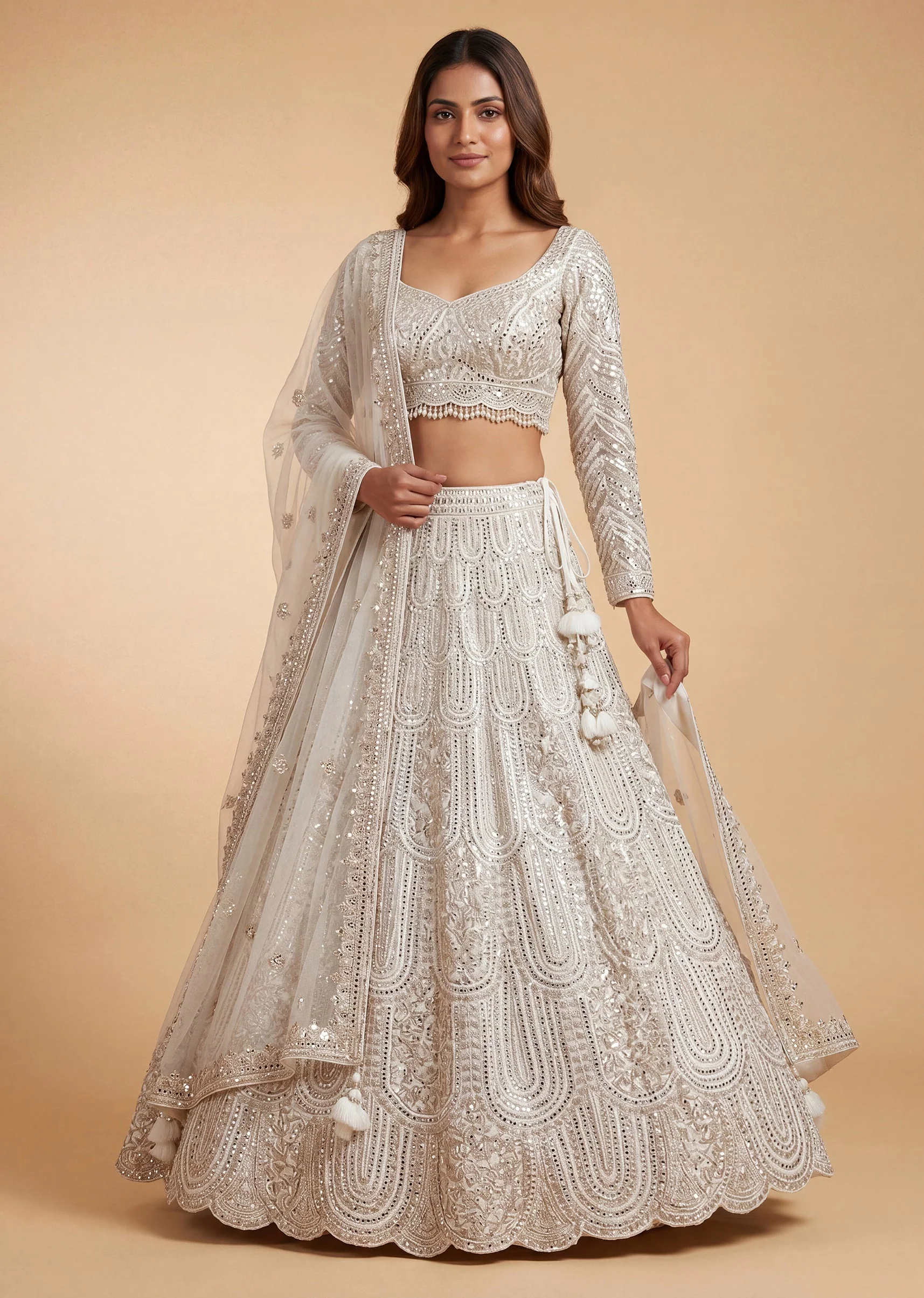 White Bridal Heritage Intricate Lehenga