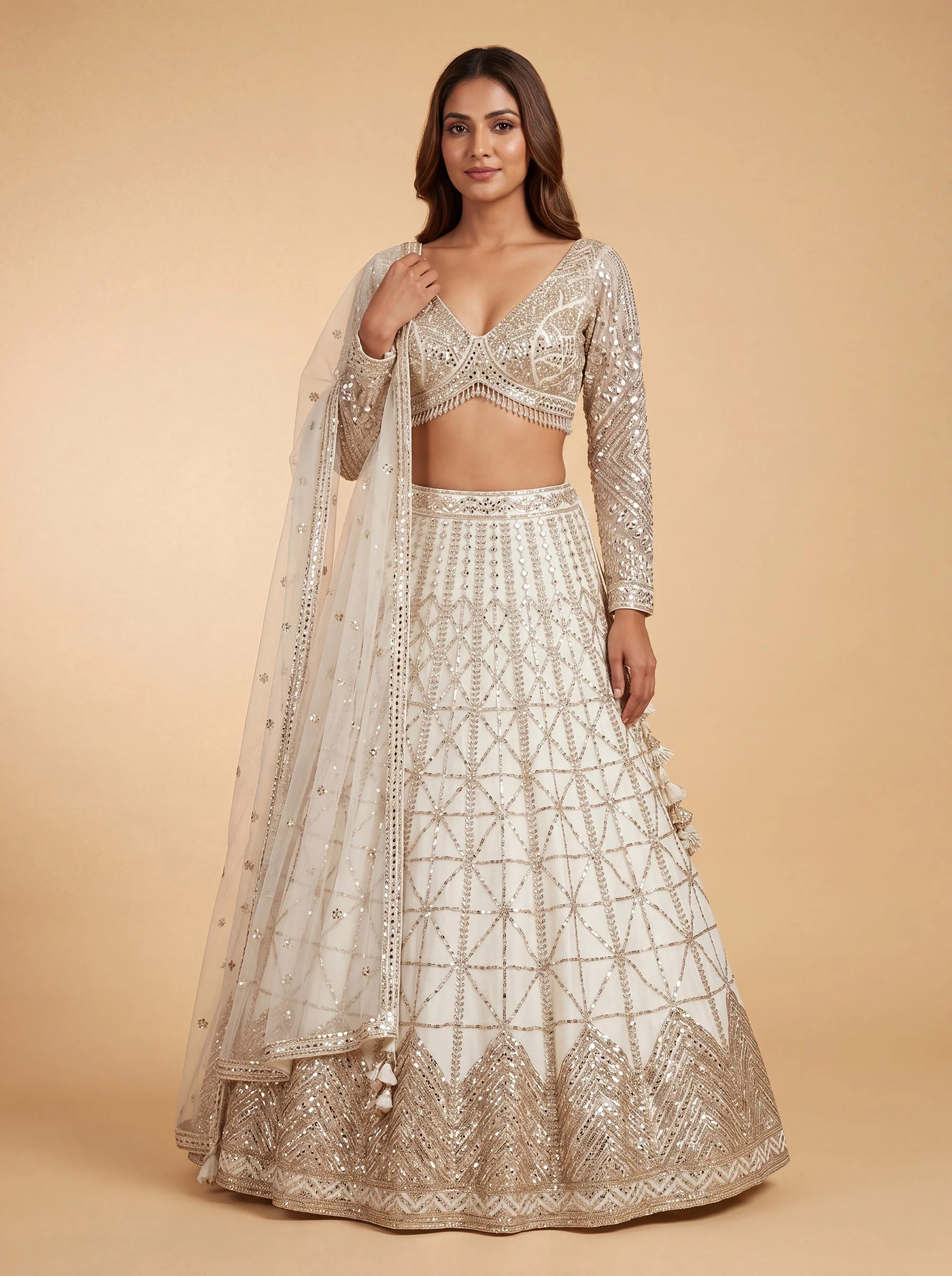 White Bridal Heritage Regal Lehenga