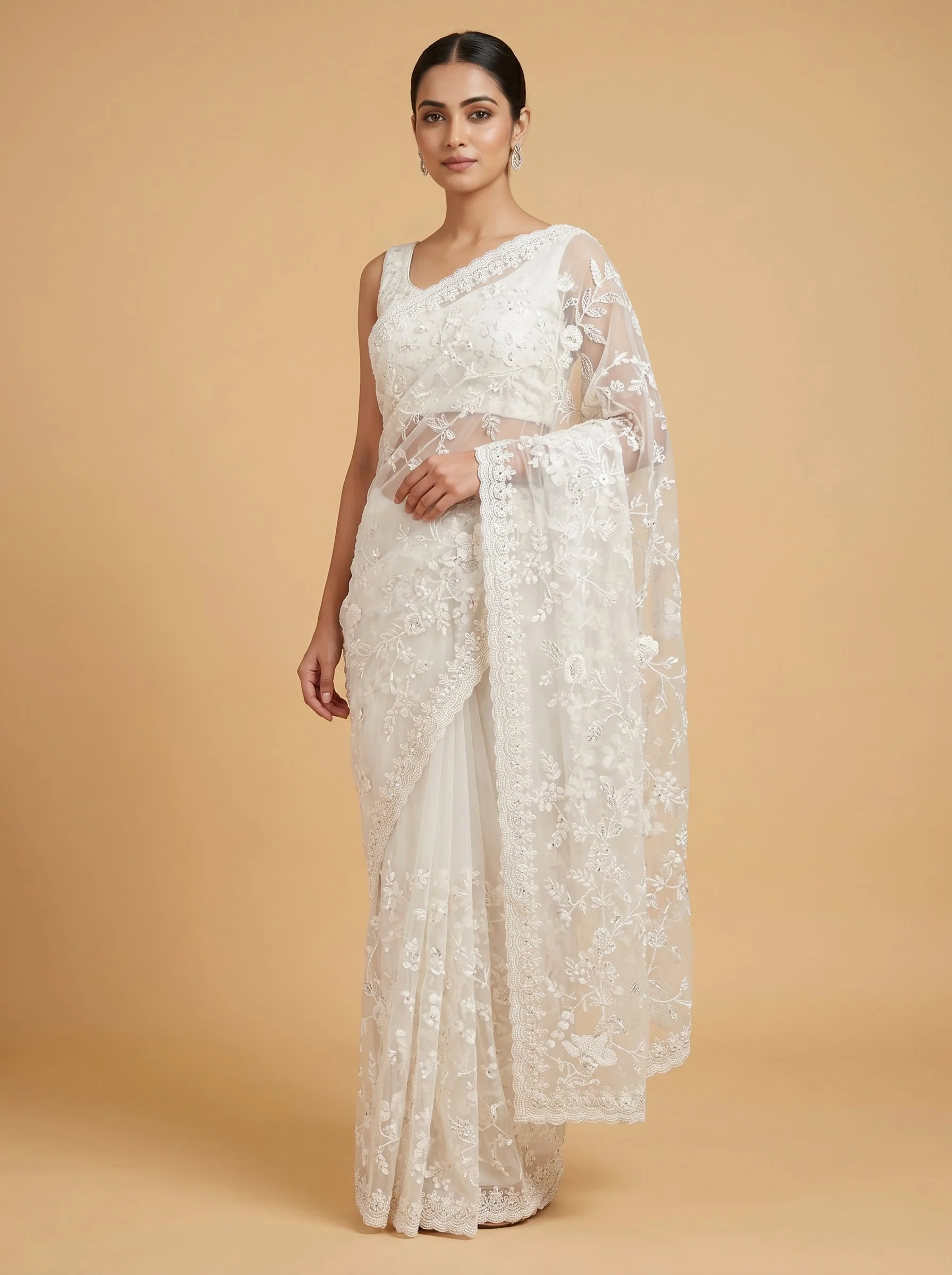 White Clean Tone Handloom Saree