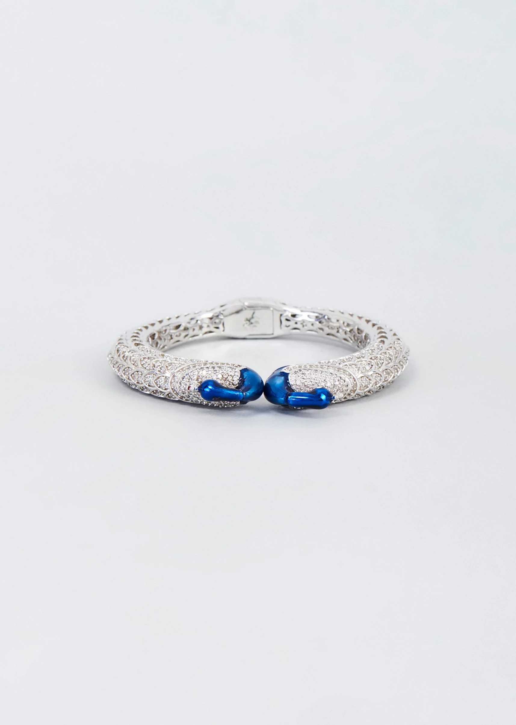White Finish Blue And White Zircon Peacock Bangl e