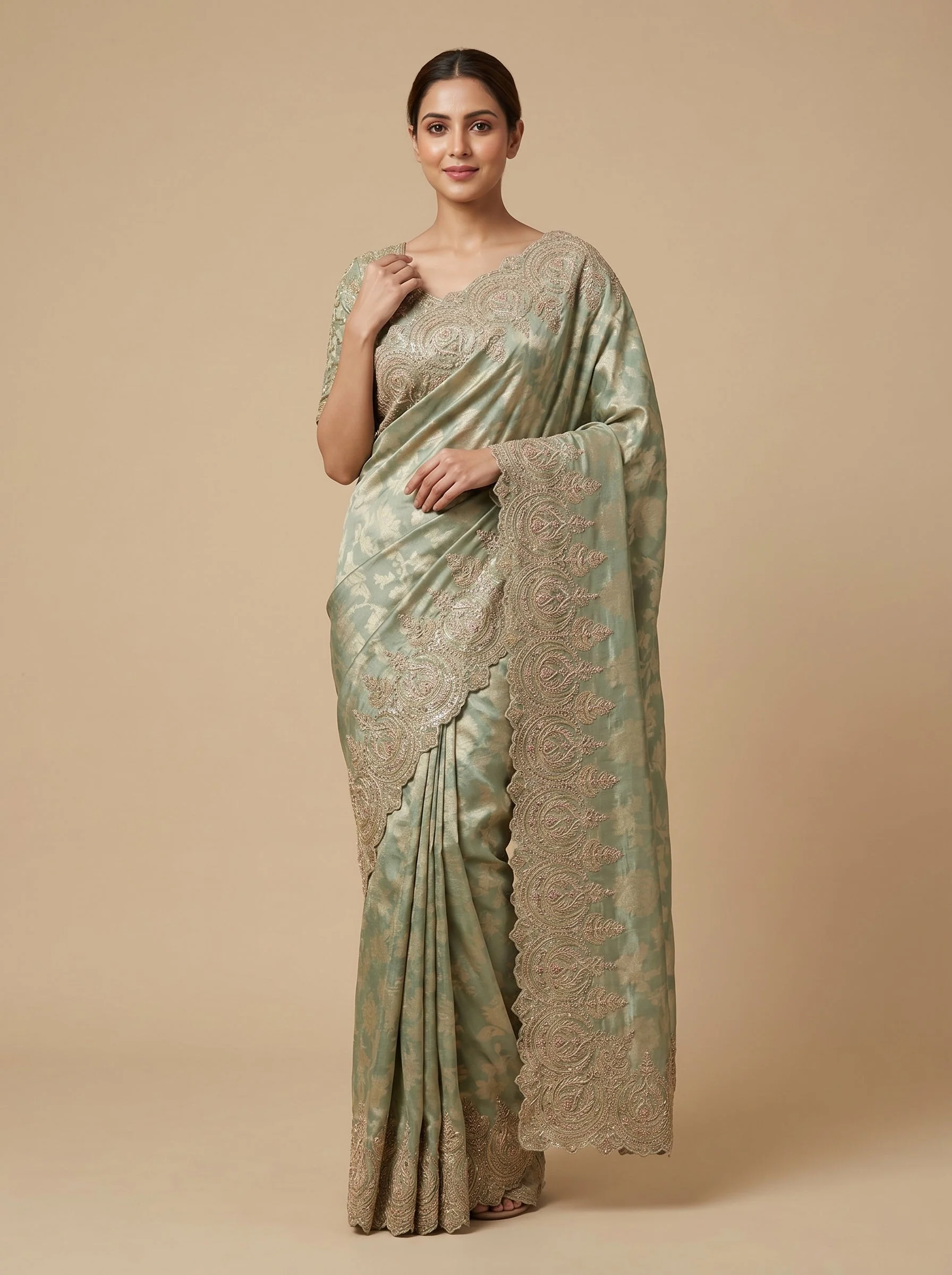 White Minimal Embroidery Saree