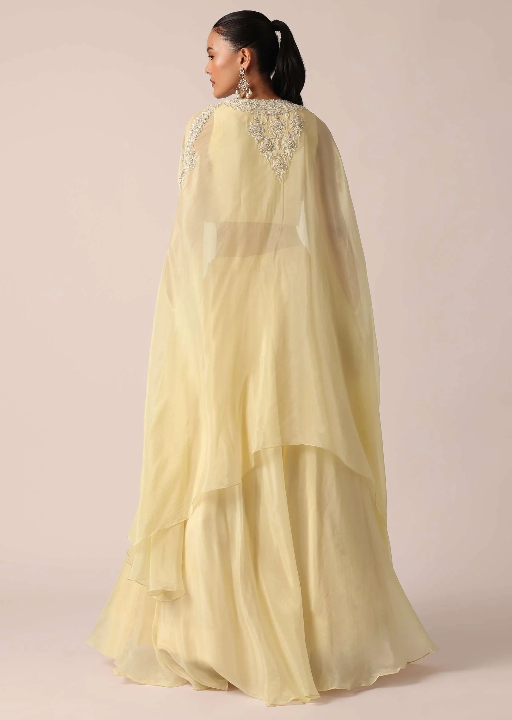 White Organza Jacket And Lehenga Set With Sequin Work - Image 5