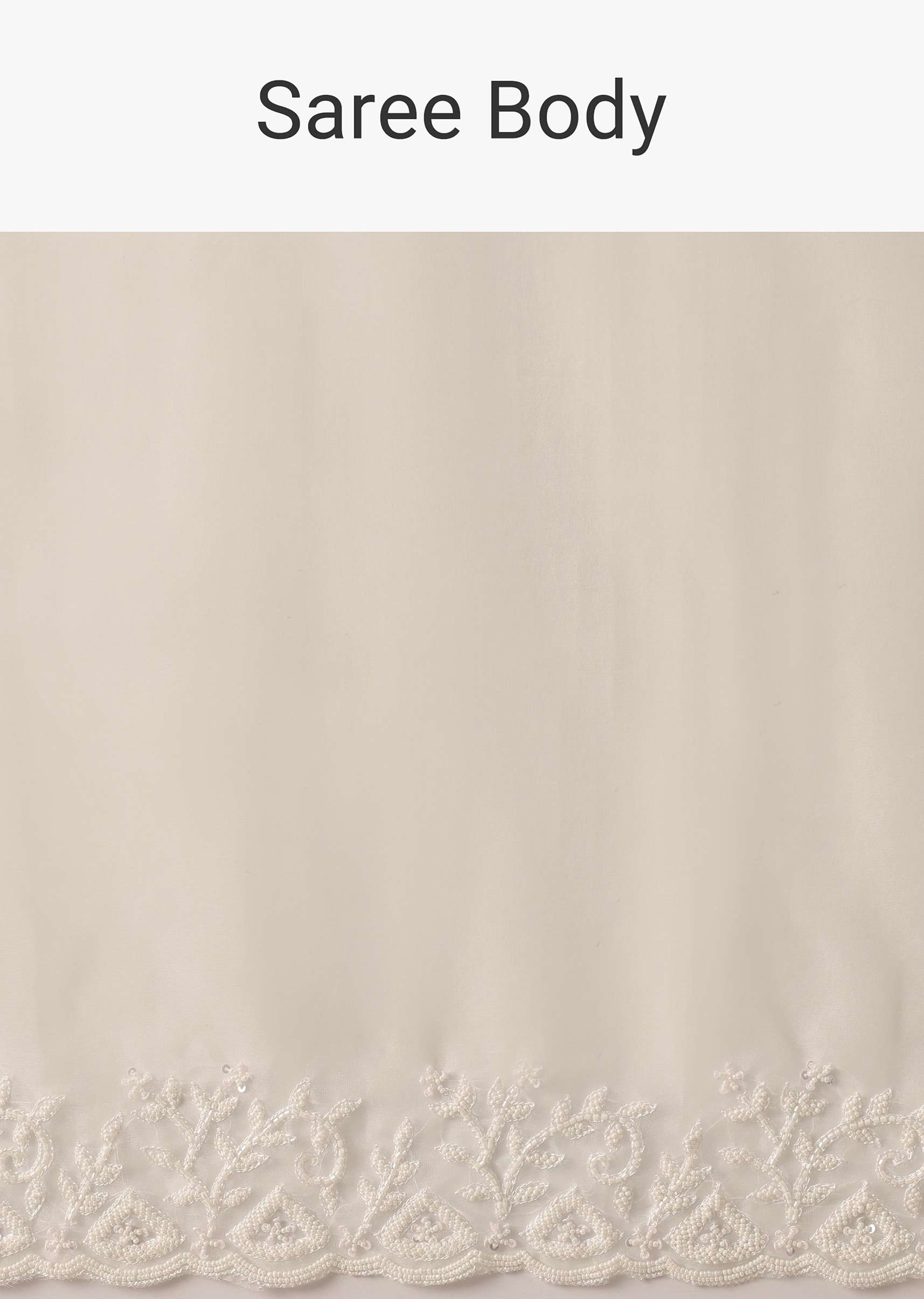 White Organza Saree With Bead Work Border And Unstitched Blouse Piece - Image 8