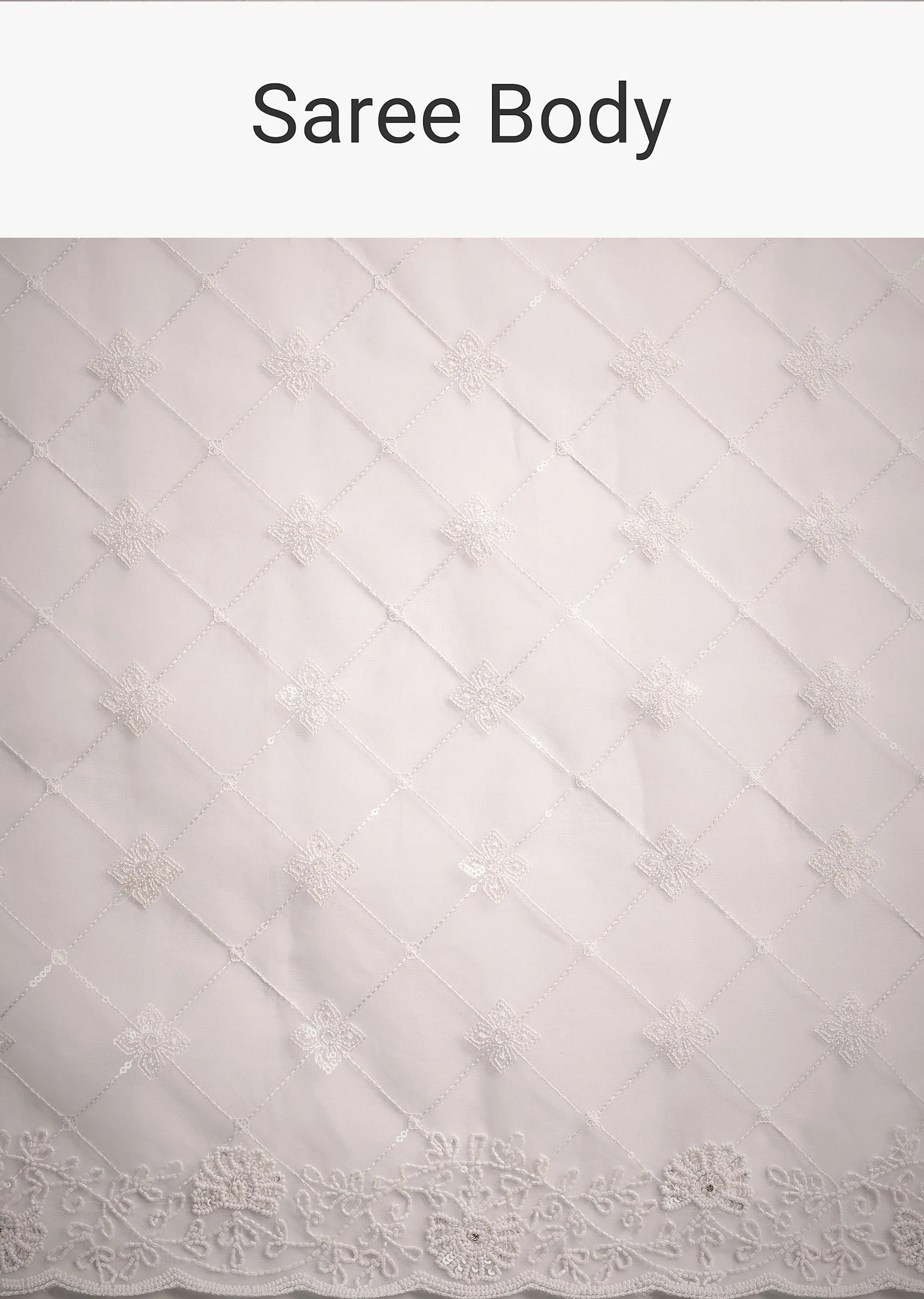 White Organza Saree With Cutdana And Sequin Embroidery - Image 9