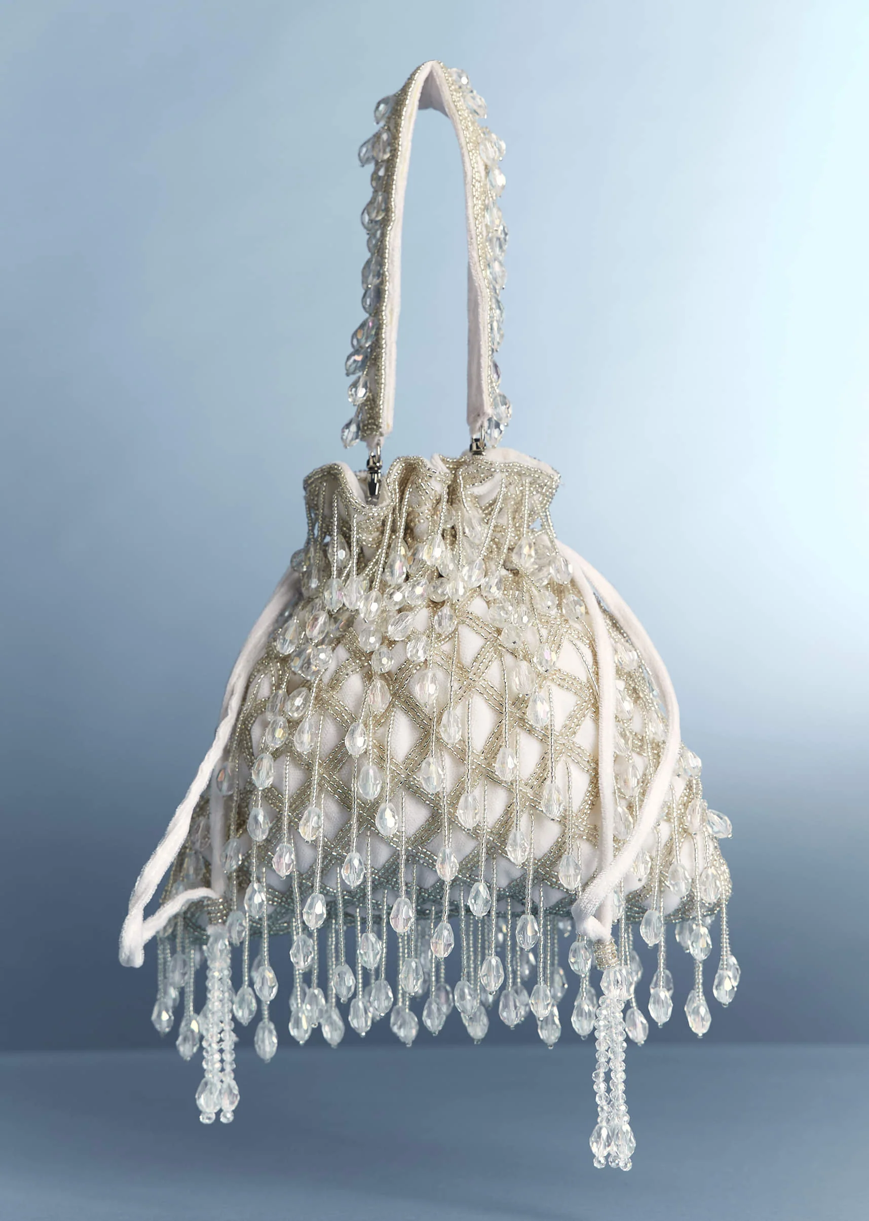White Potli With Bead Work