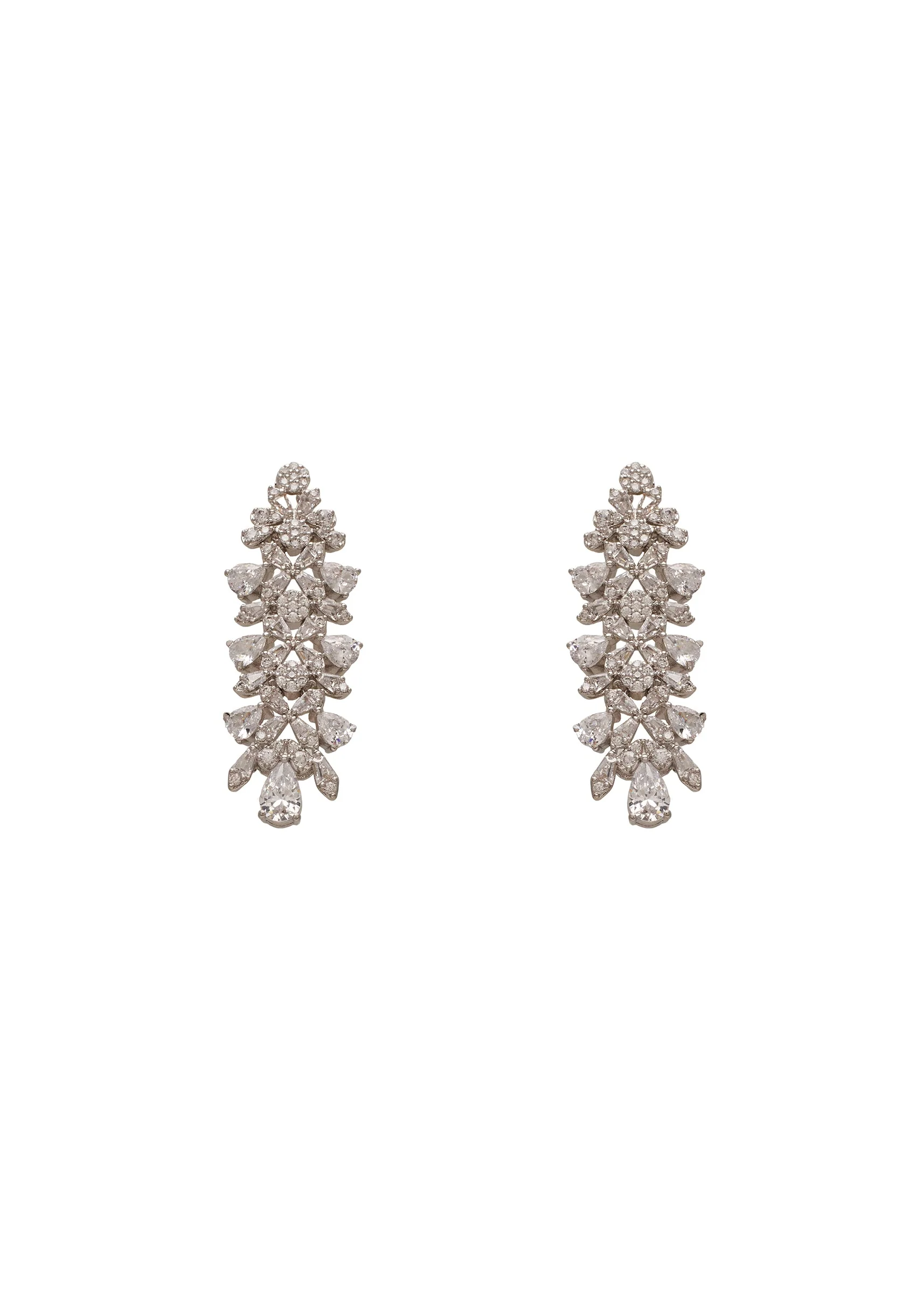 White Rhodium Statement Choker Necklace Set - Image 3