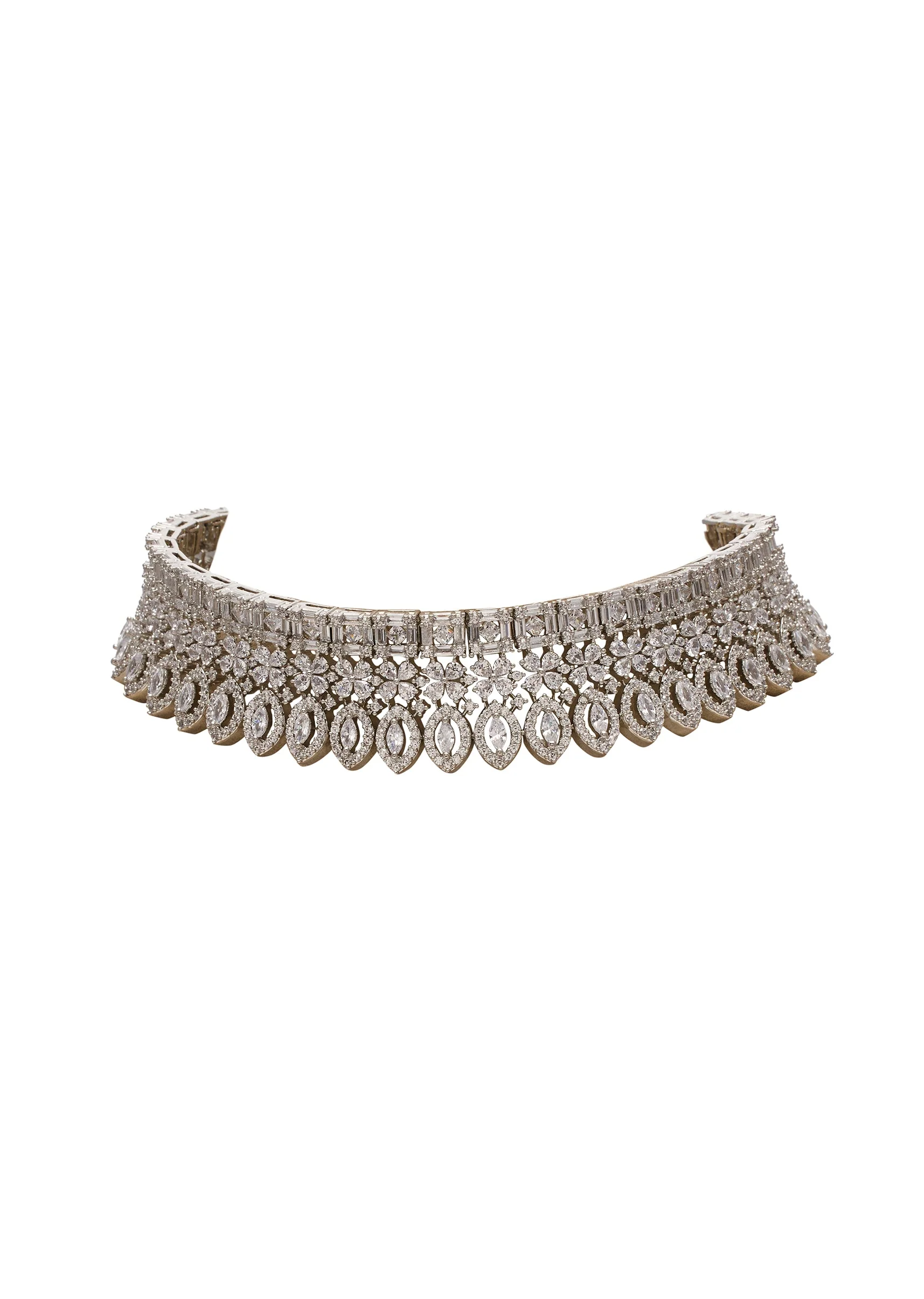 White Rhodium Statement Choker Set - Image 3