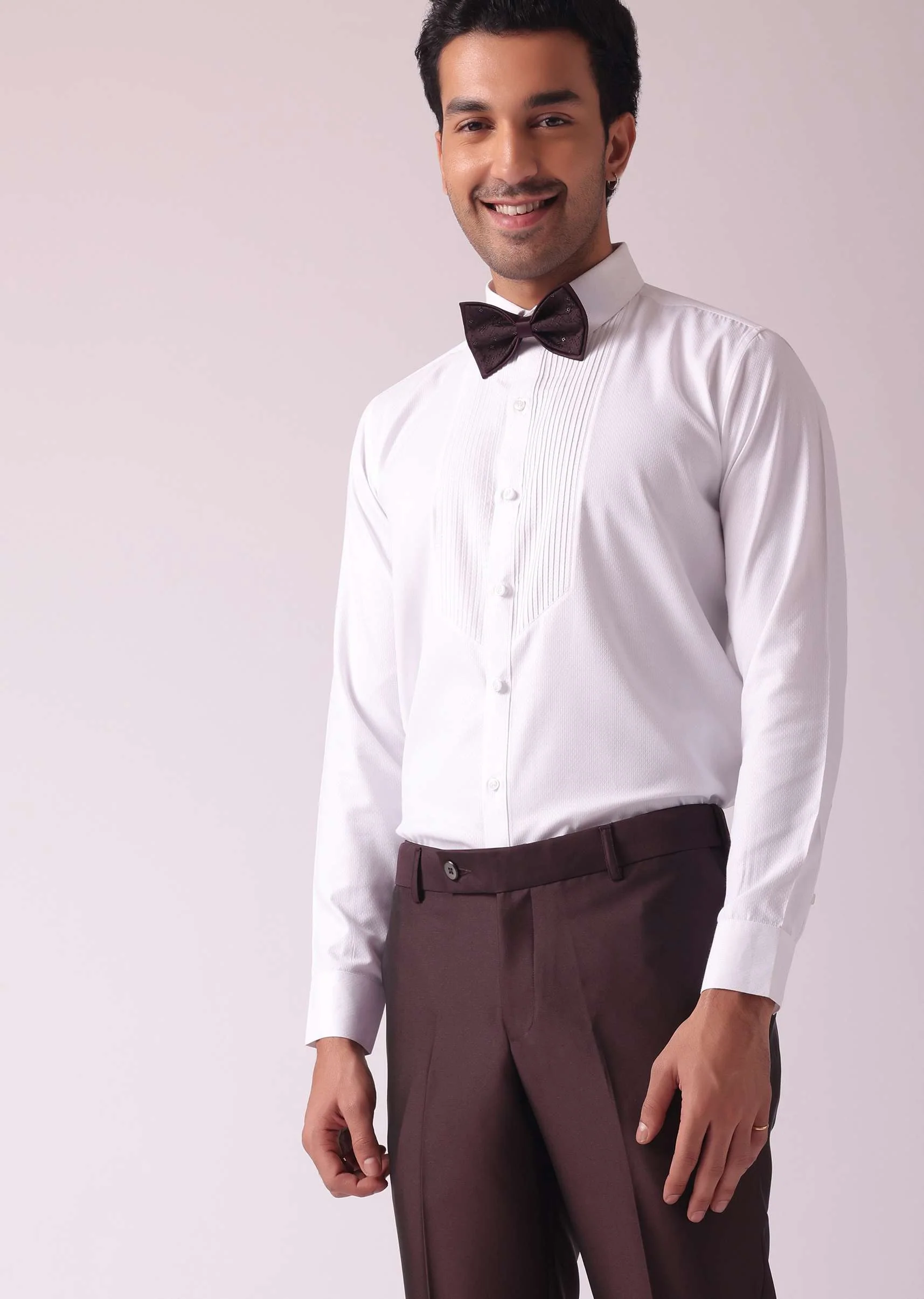 Wine Blazer And Pant Set In Terry Rayon Fabric - Image 7