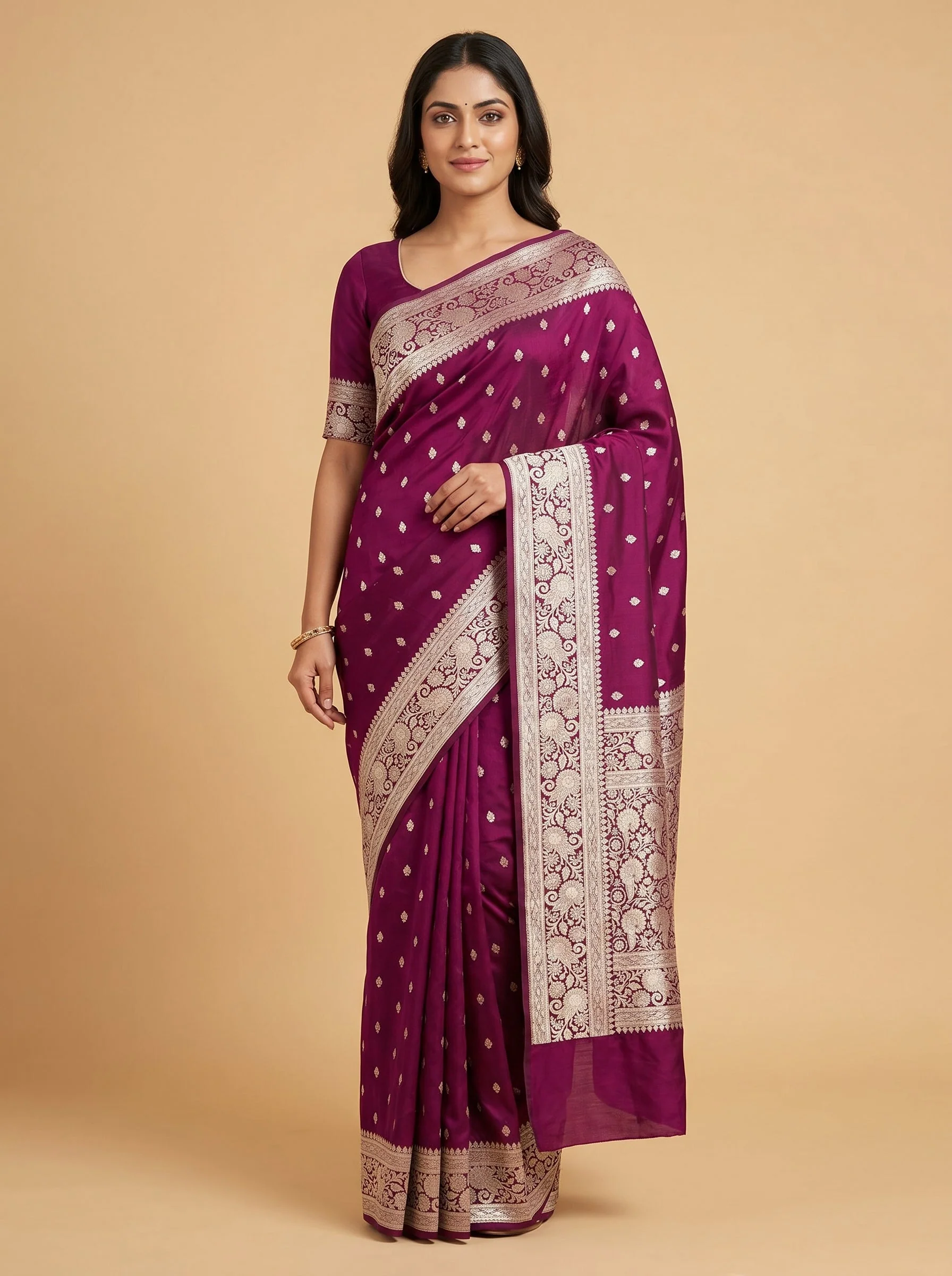 Wine Classic Depth Handloom Saree