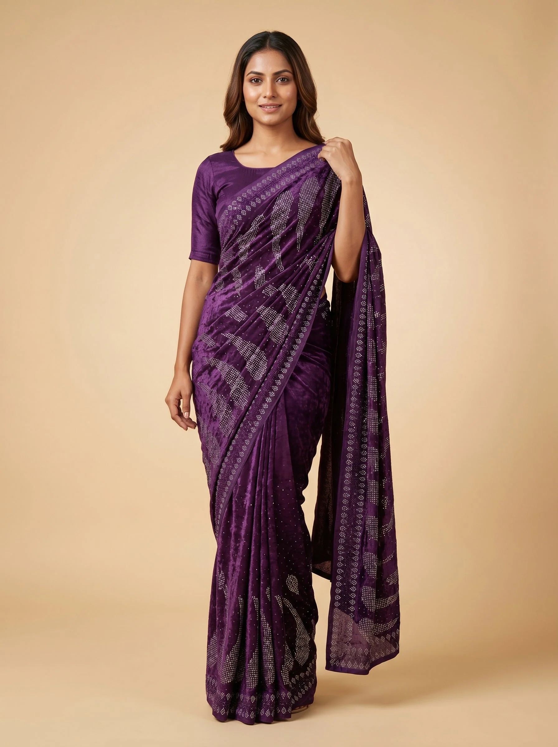 Wine Embellished Saree