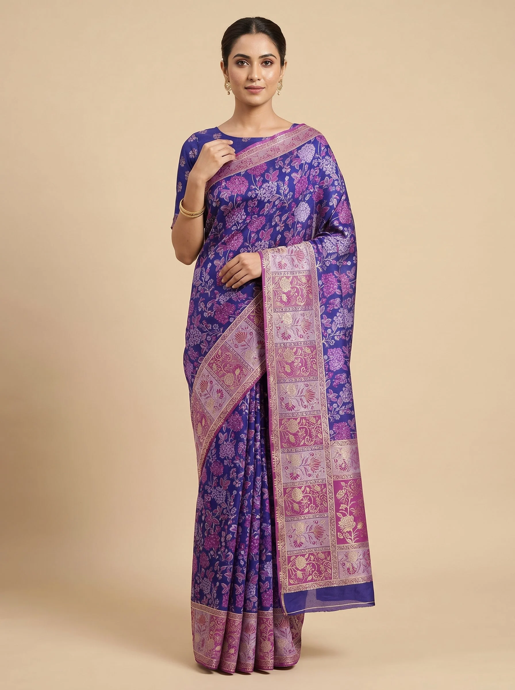 Wine handloom saree with zari accents