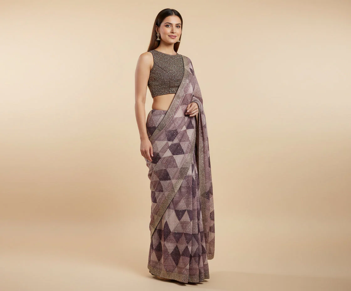 Wine Intense Embroidered Saree