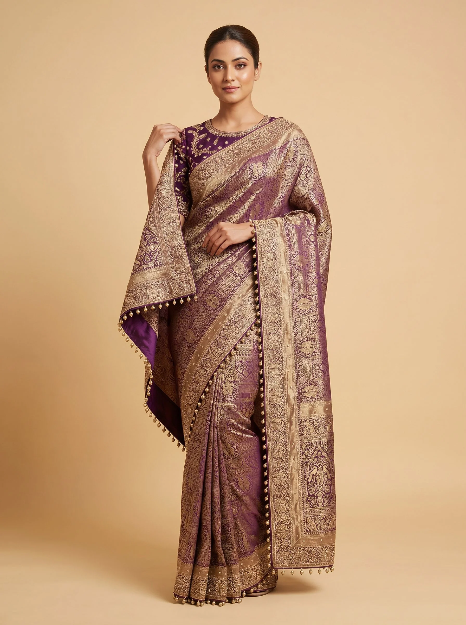 Wine Luxe Embroidered Saree