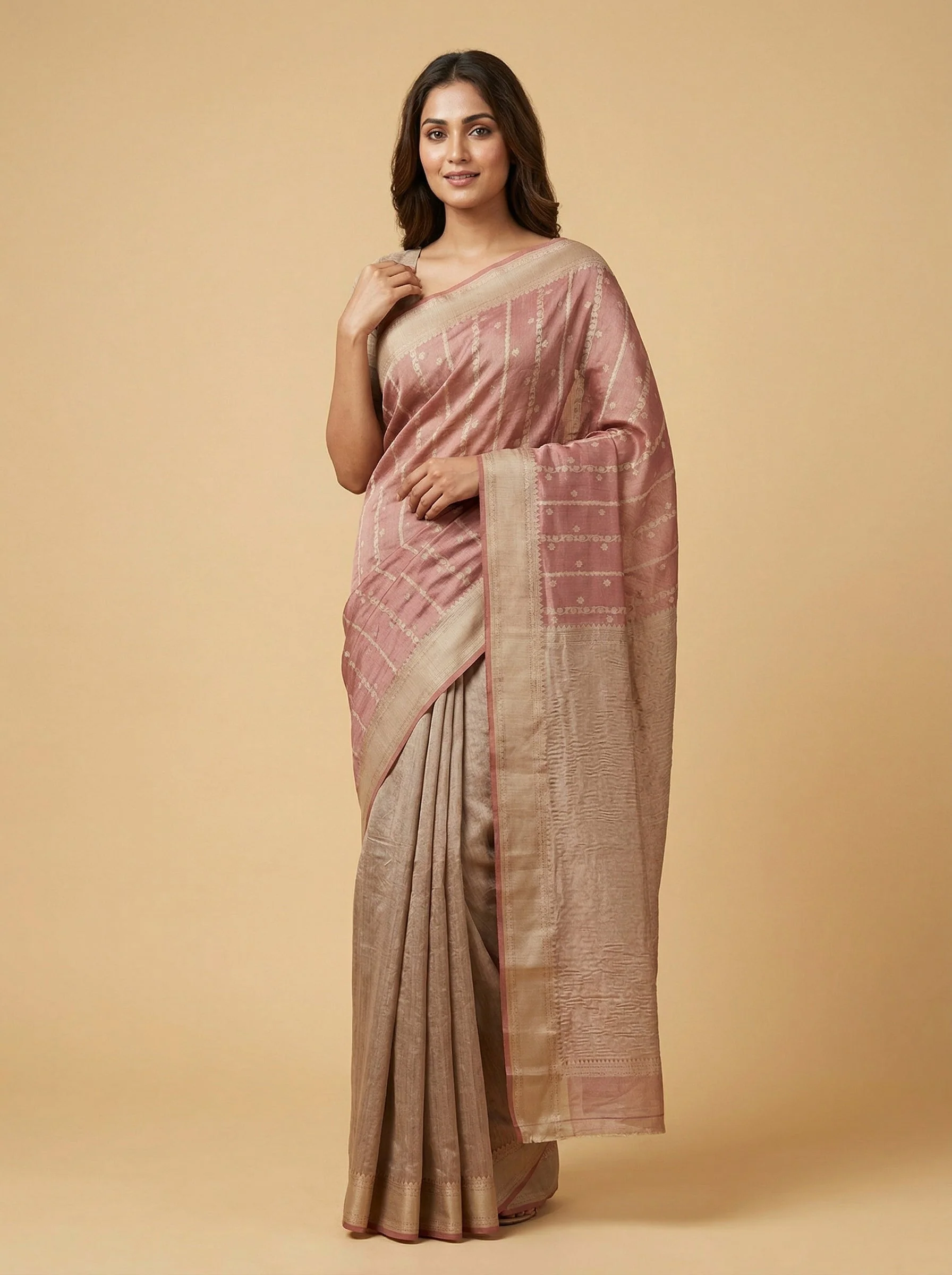 Wine Maroon Embroidered Saree
