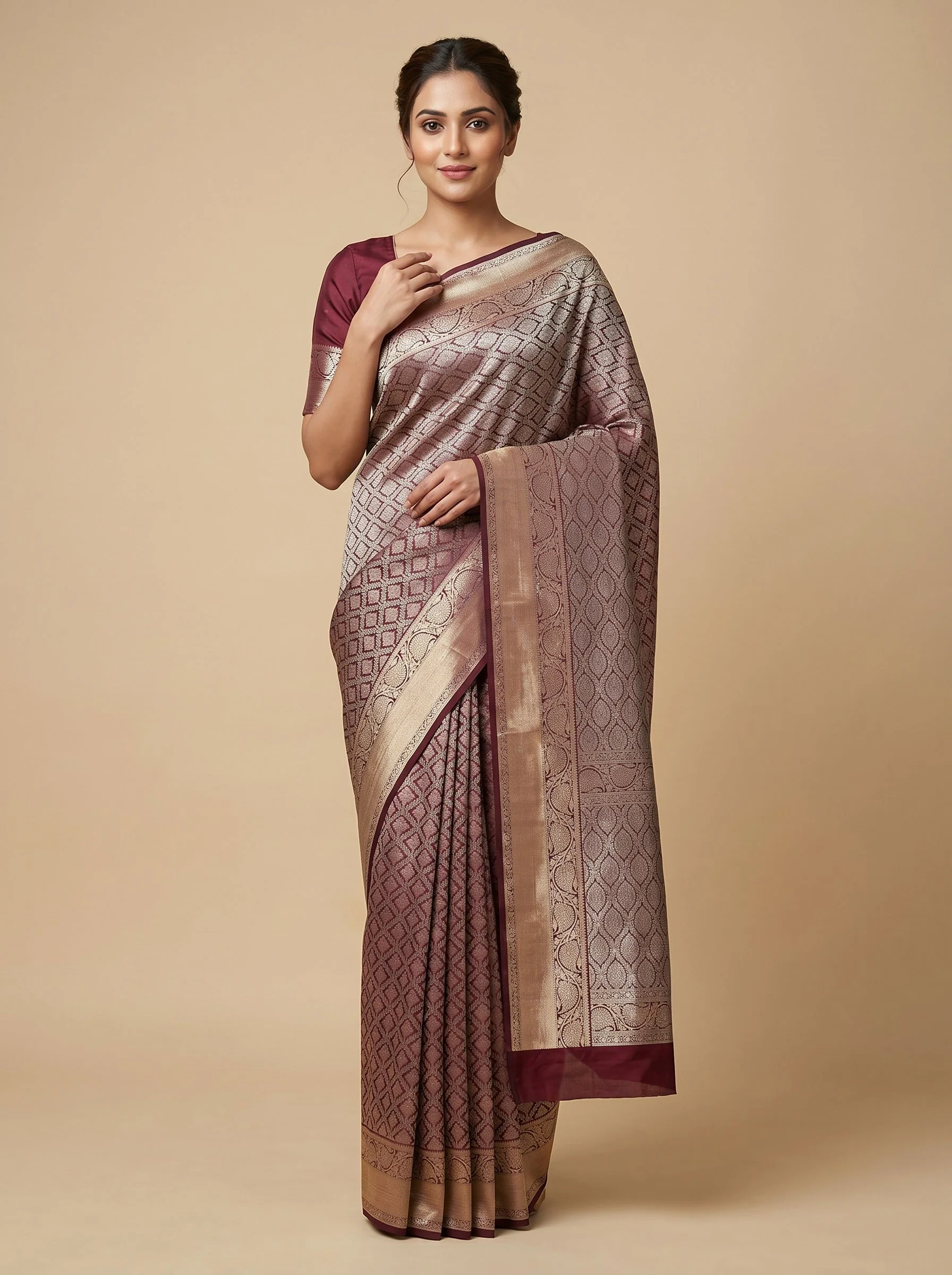 Wine Opulent Handloom Saree