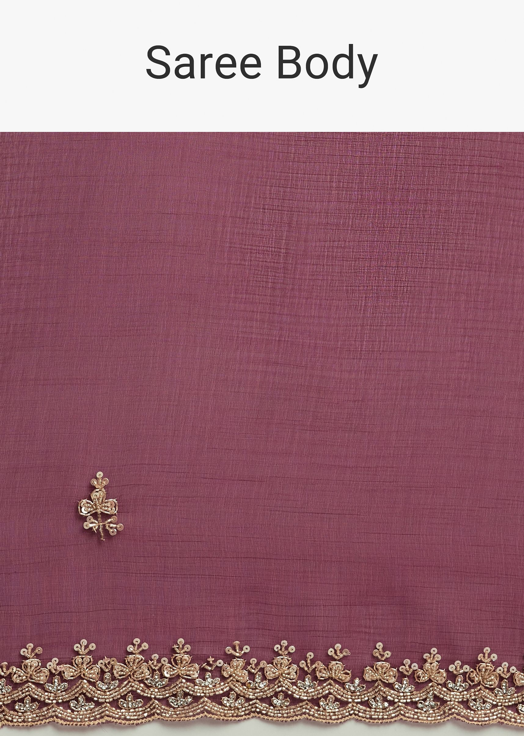 Wine Organza Saree With Cutdana And Sequins Border - Image 9