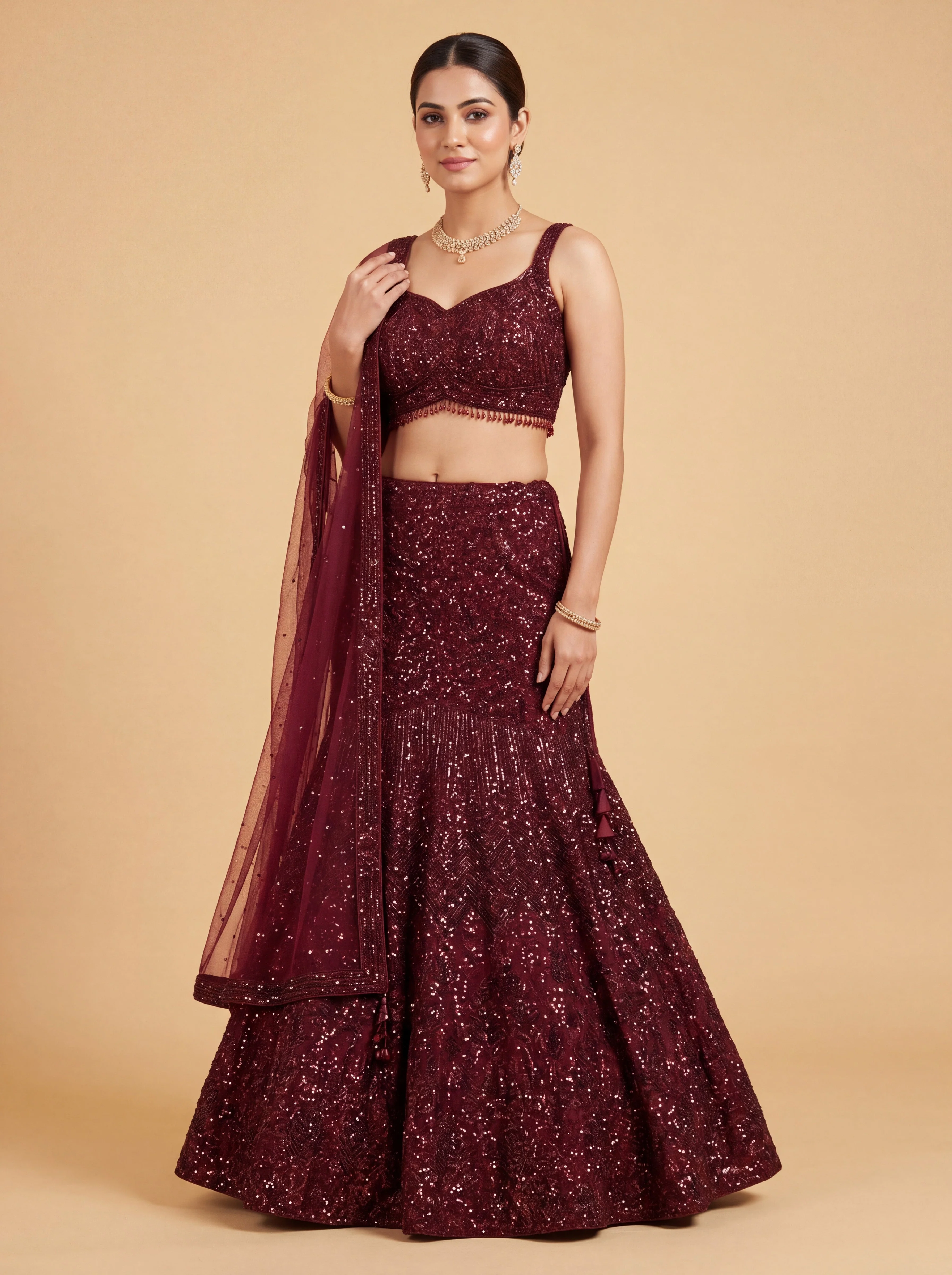 Wine Royal Bridal Lehenga