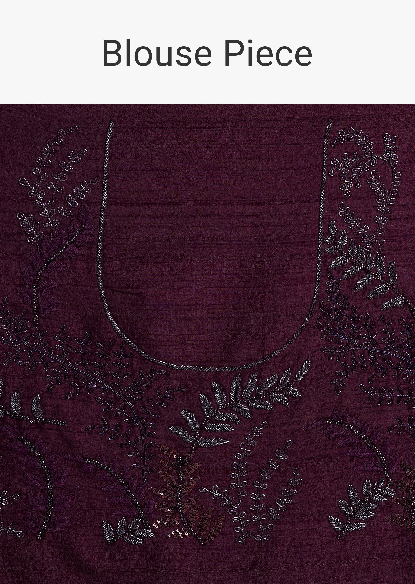 Wine Satin Saree With Heavy Floral Embroidery In Sequins And Cutdana - Image 10