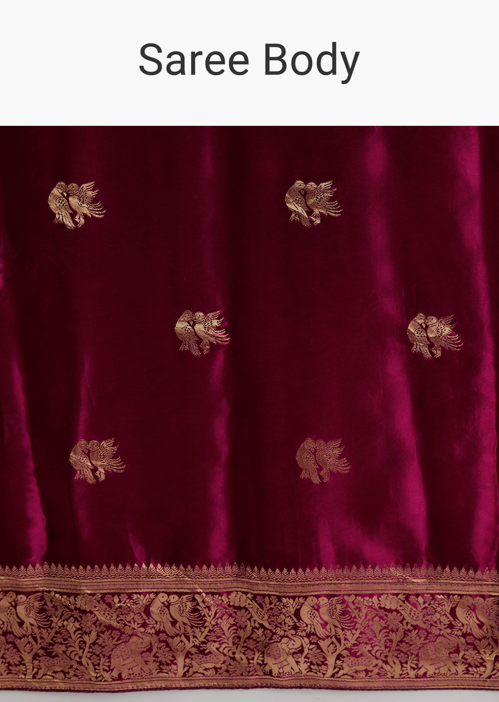 Wine Satin Silk Woven Saree With Heavy Zari Embroidery - Image 9