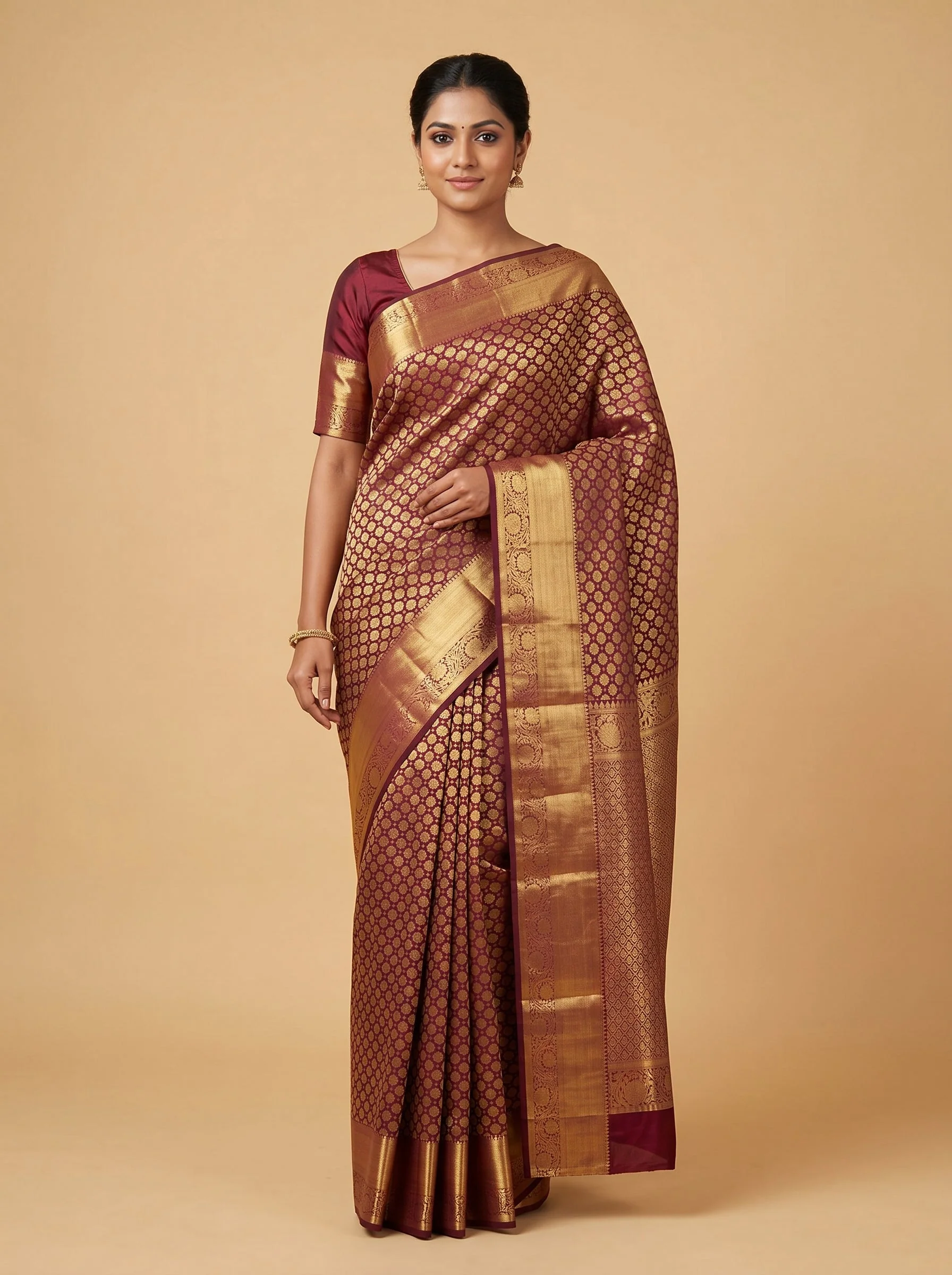 Wine Smooth Depth Handloom Saree
