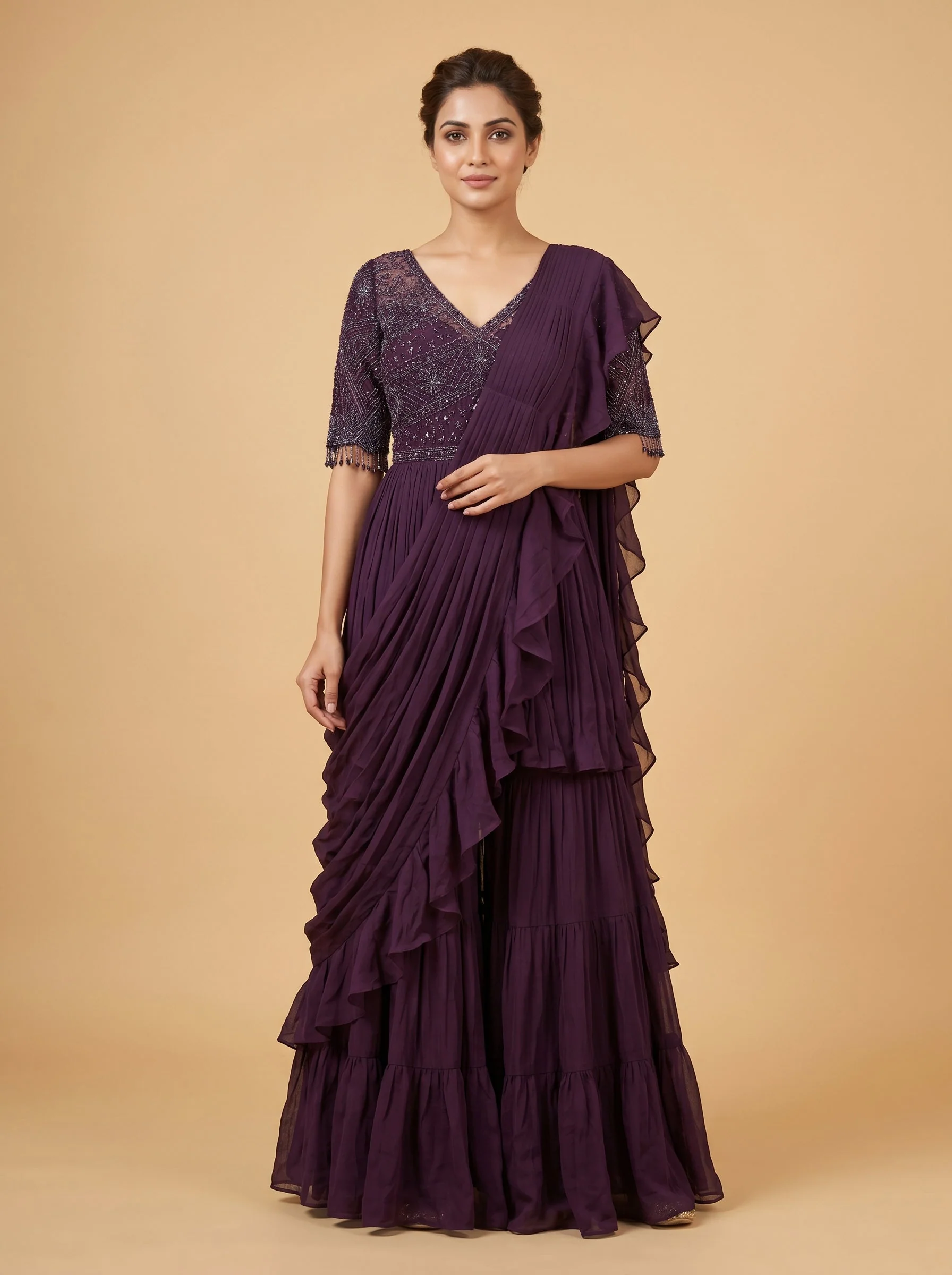 Wine Tone Indo Western Set