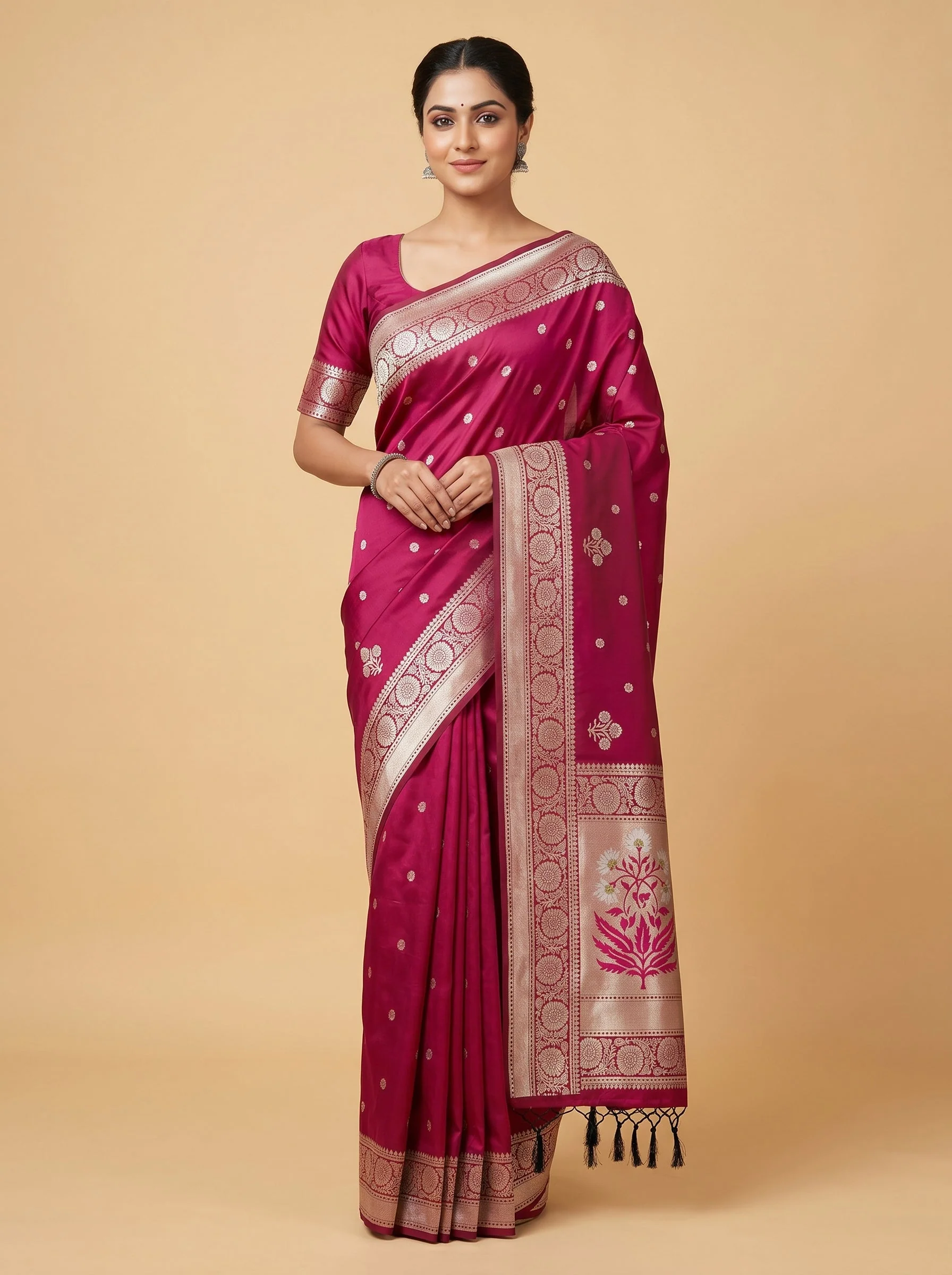 Wine Velvet Charm Handloom Saree