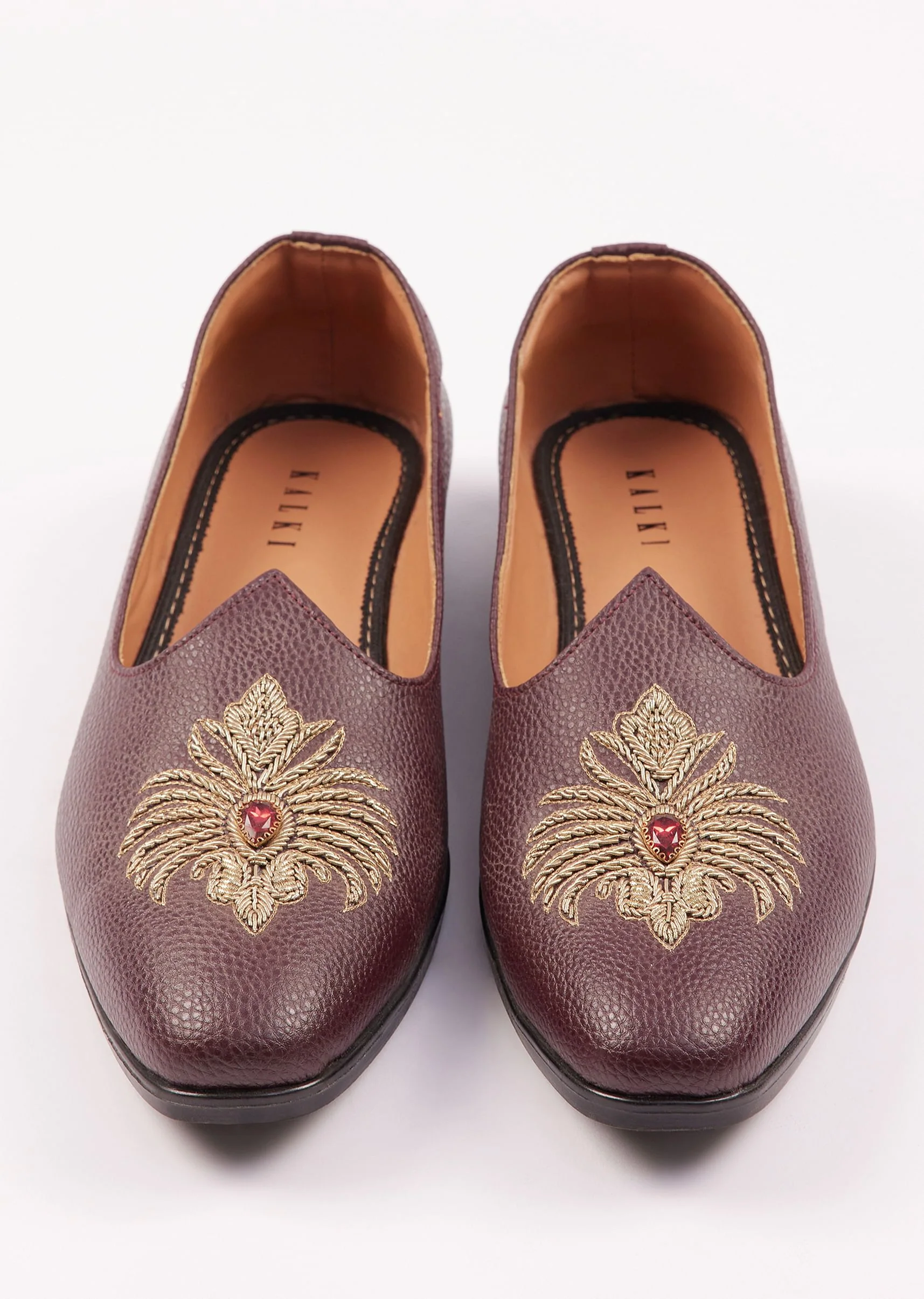 Wine Zardosi Work Juttis - Image 2