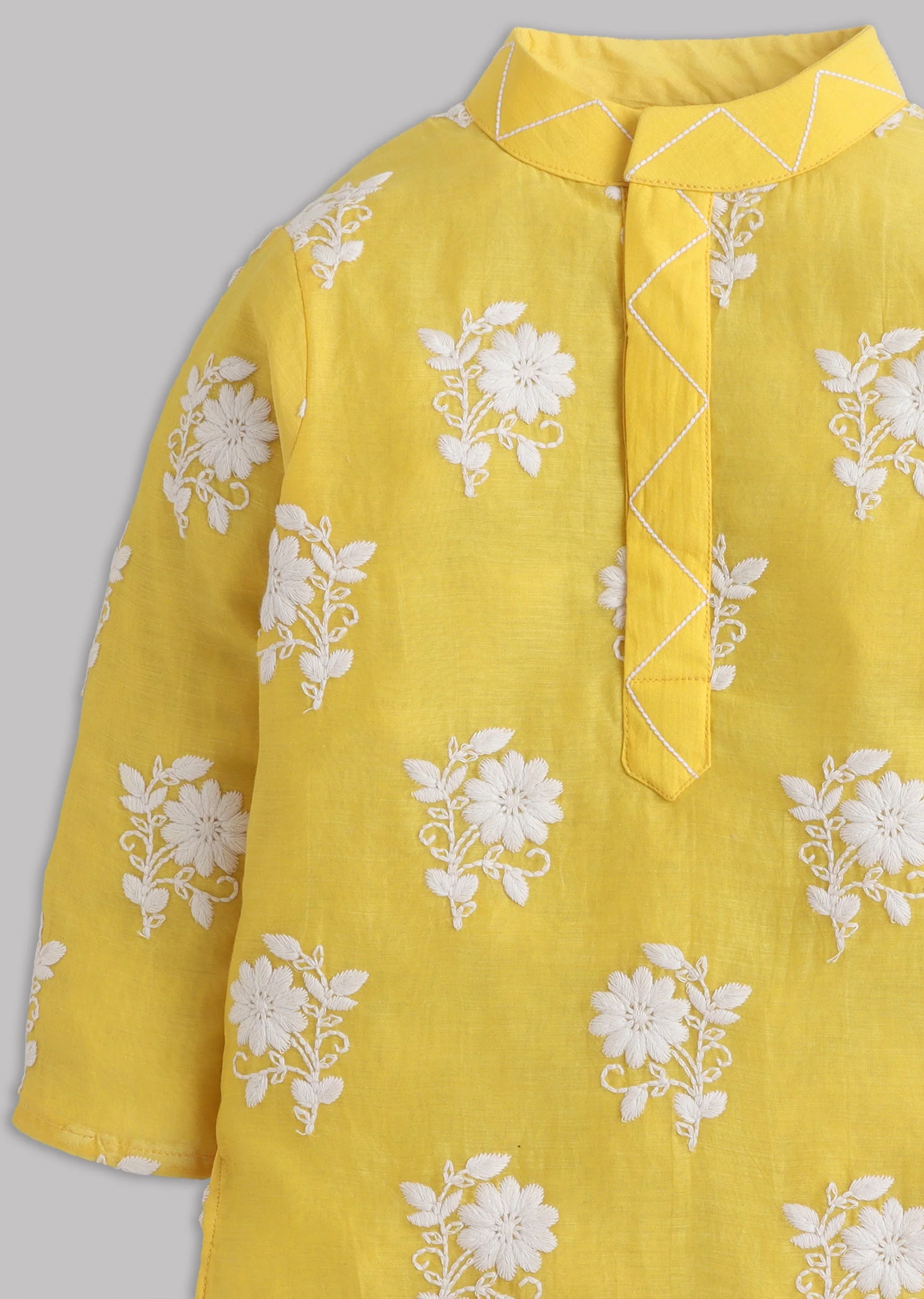 Yellow Chanderi Embroidered Kurta Set - Image 4