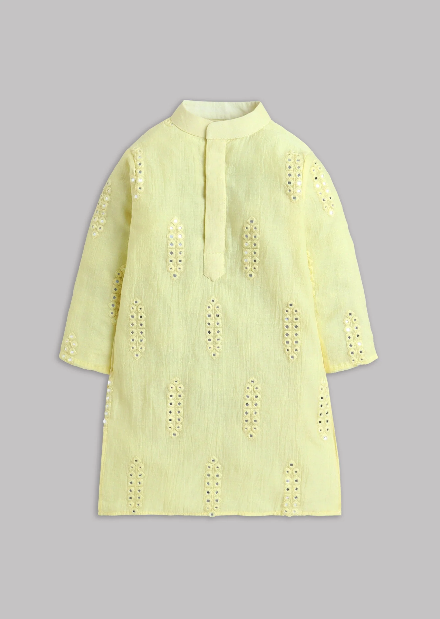 Yellow Chanderi Kurta Set With Embroidery - Image 2