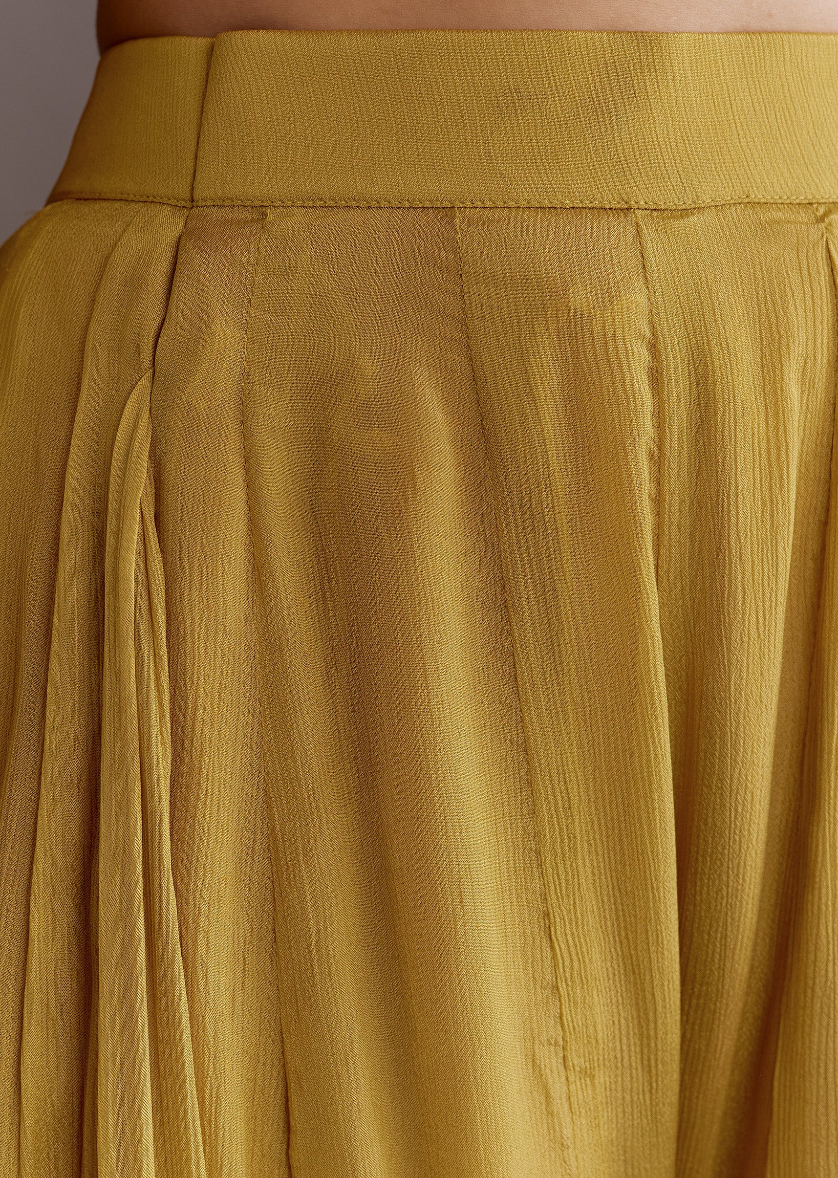 Yellow Chinon Embroidered Kurta Palazzo Suit With Dupatta - Image 6