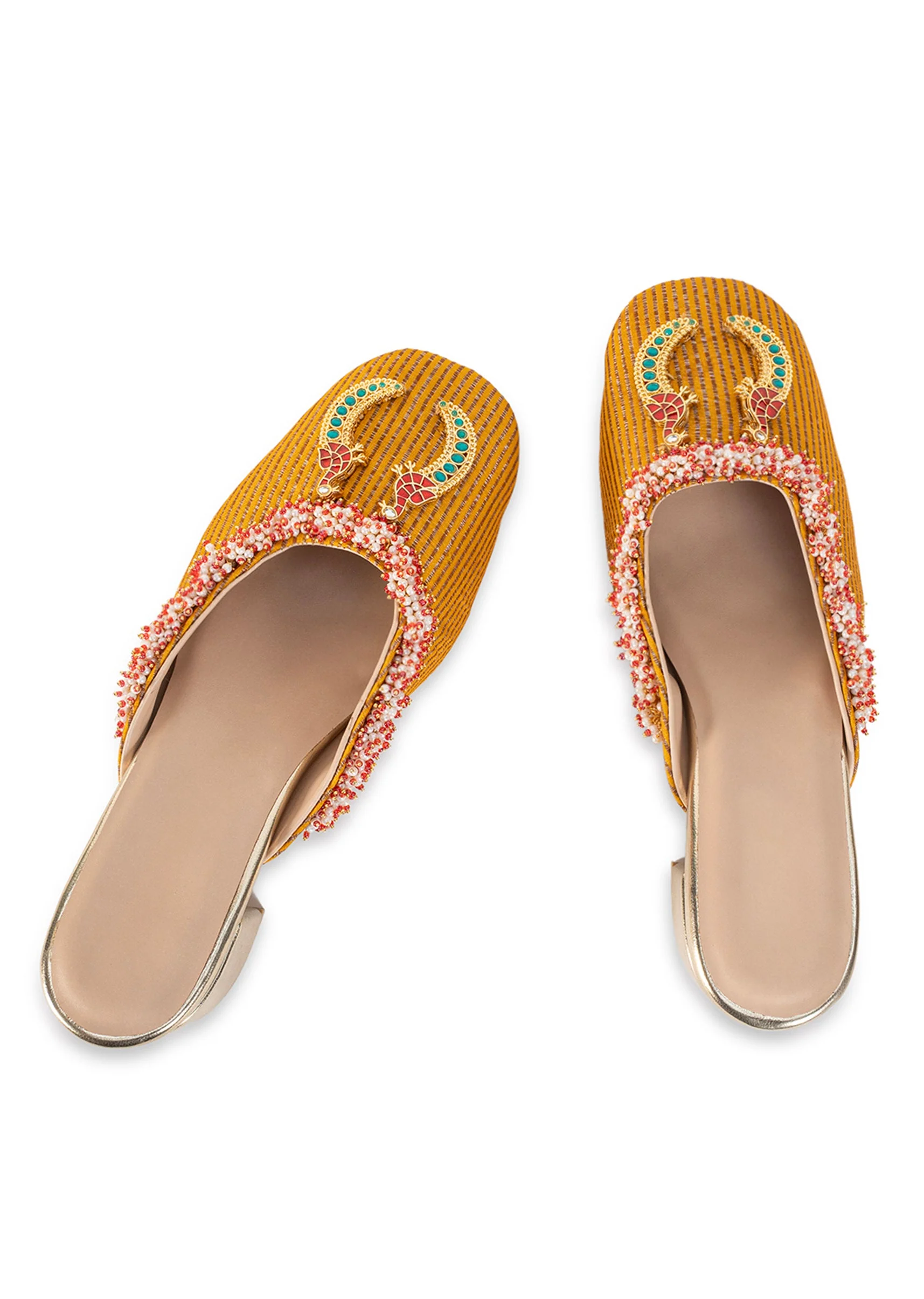 Yellow Embellished Heel Mules - Image 2