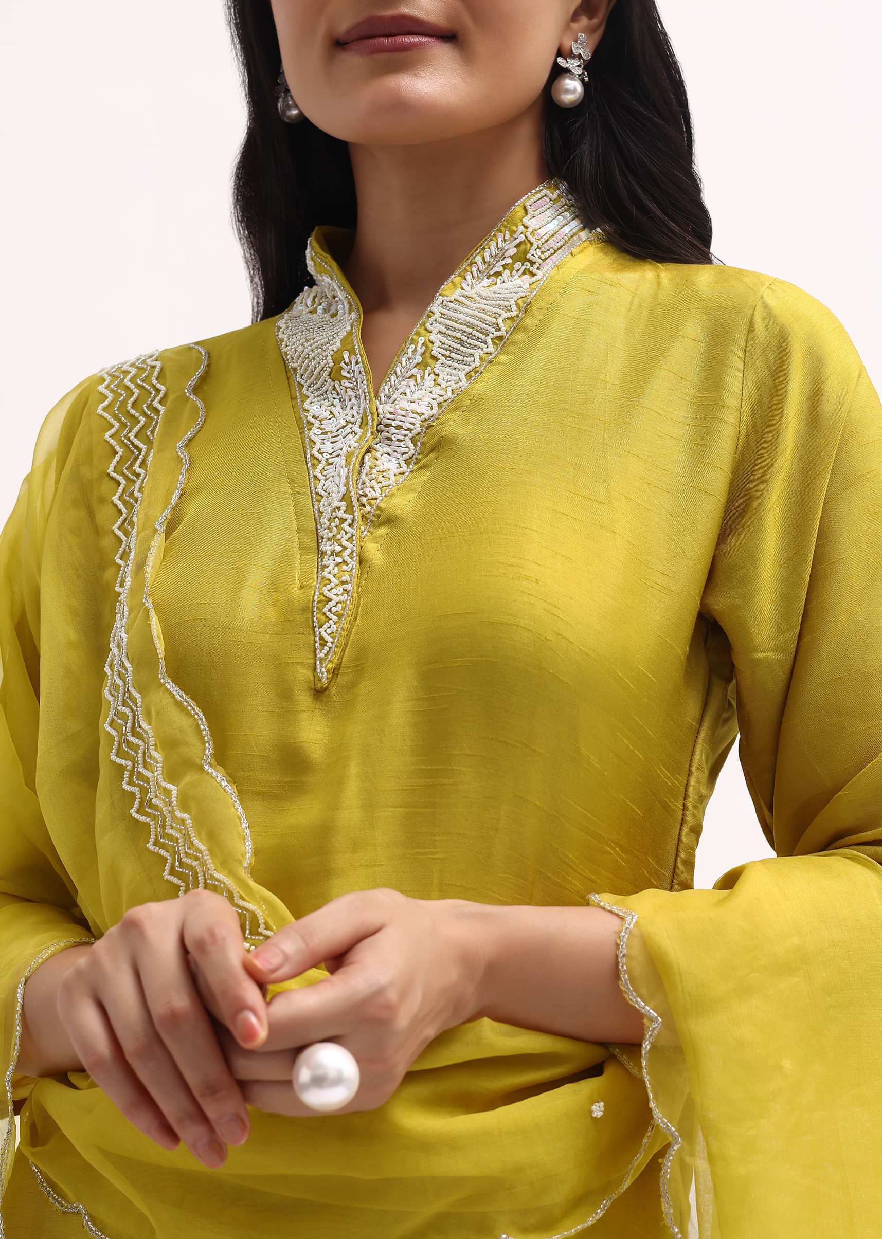 Yellow Embroidered Kurta Set With Dupatta - Image 2