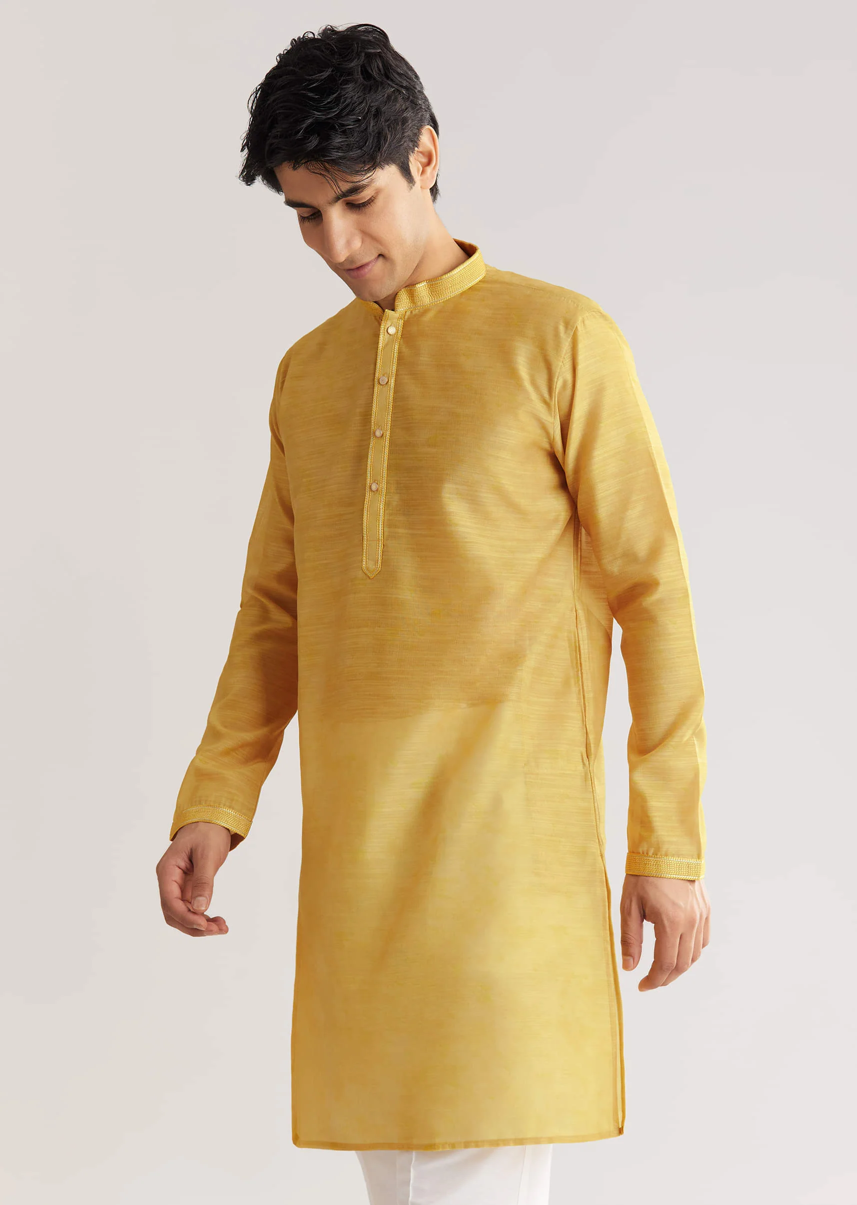 Yellow Floral Printed Jacket Kurta Set - Image 6