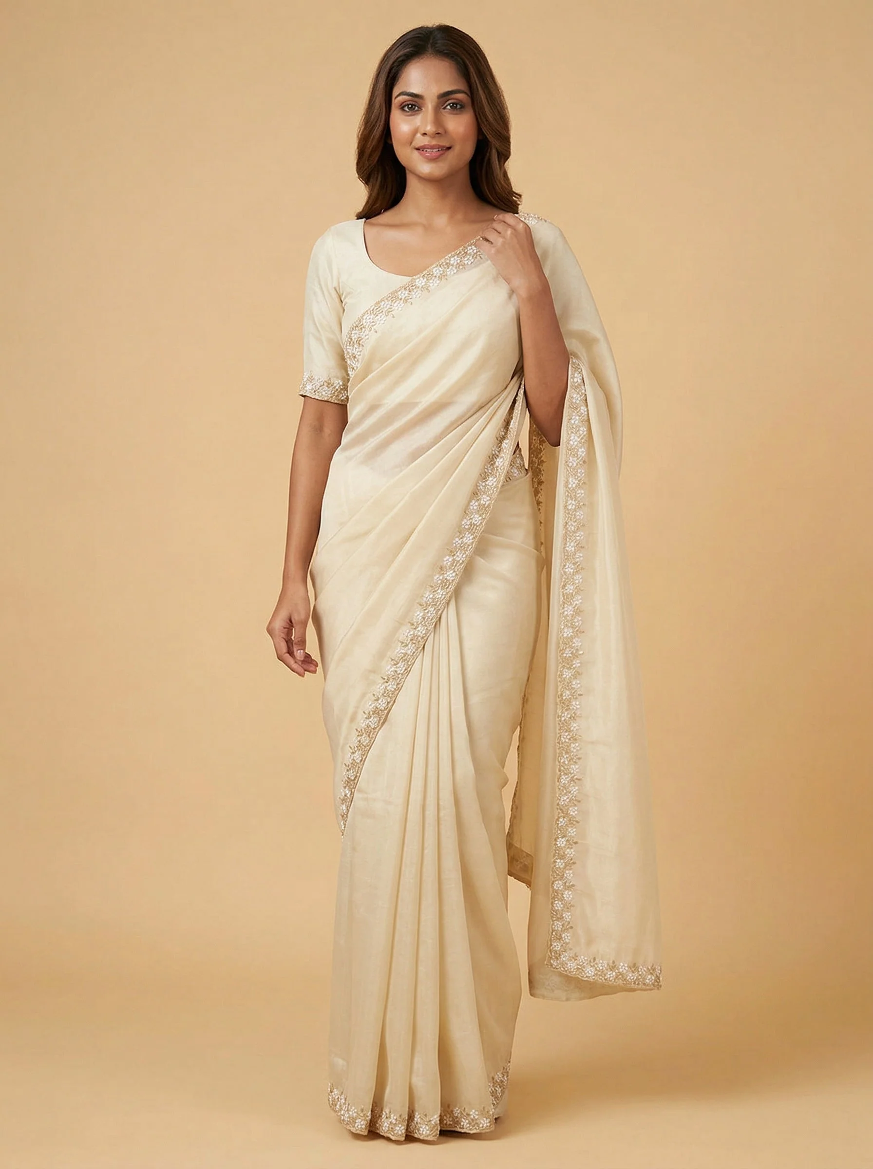 Yellow Gilded Embroidered Saree