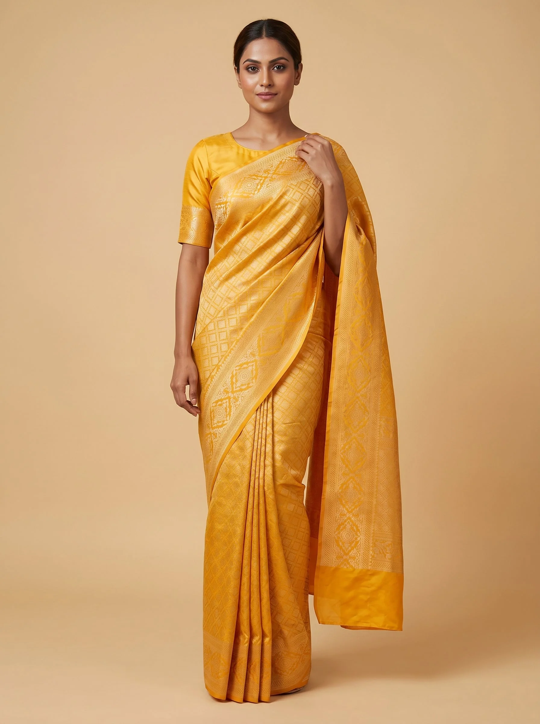 Yellow Golden Beam Handloom Saree