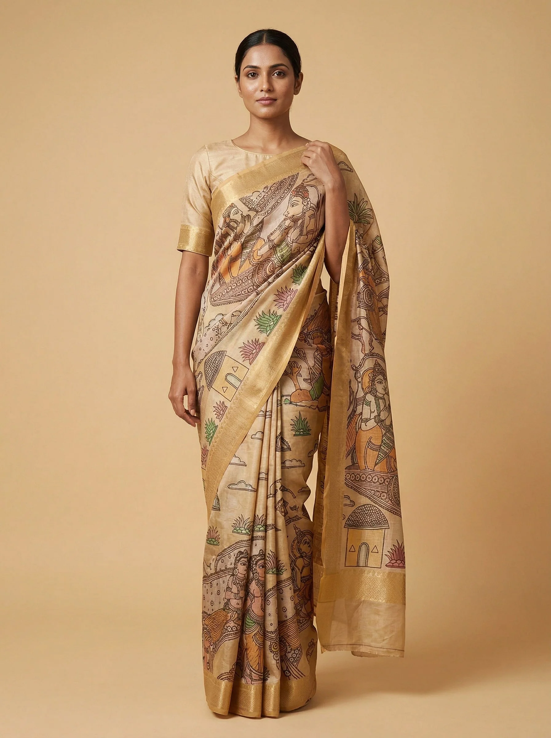 Yellow Printed Bright Saree