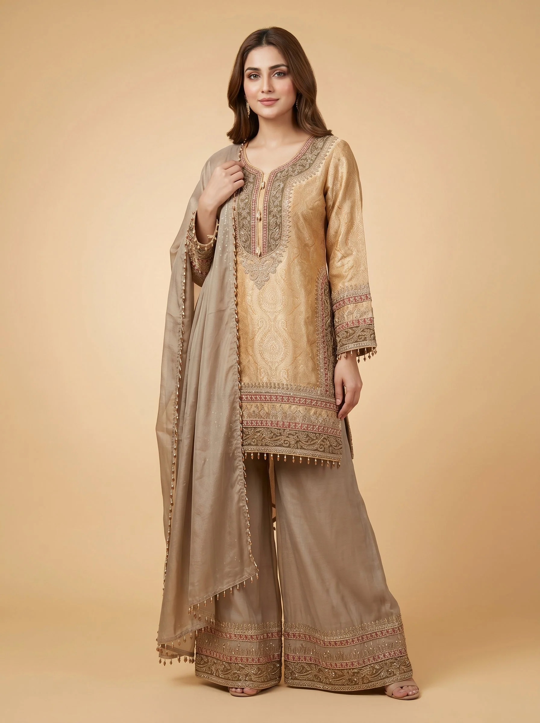 Yellow Straight Kurti Pant Set Suit