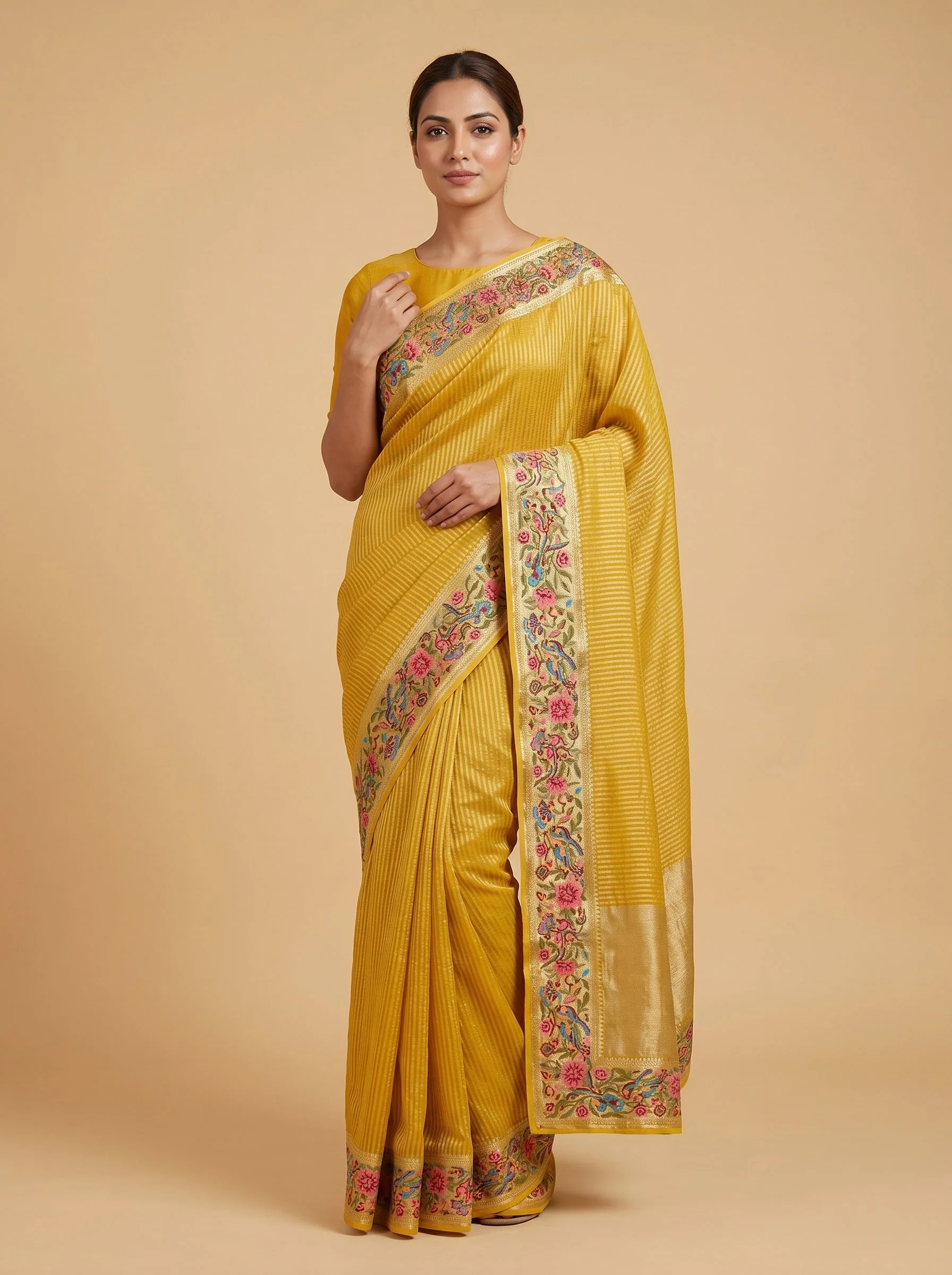 Yellow Sunbeam Craft Handloom Saree