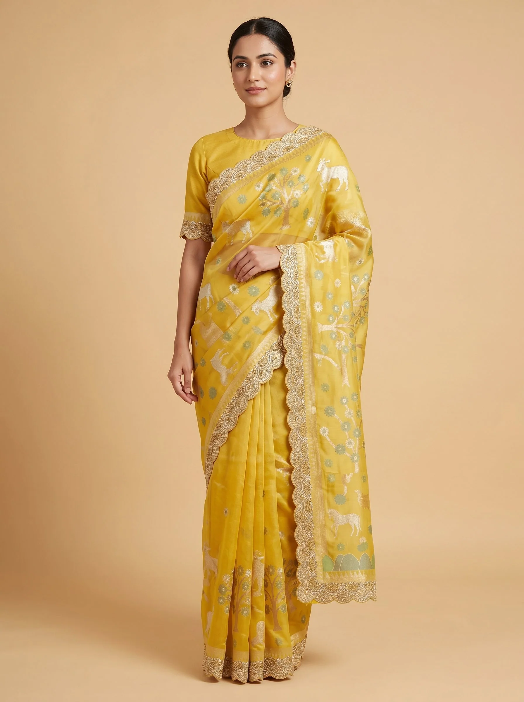 Yellow Sunflare Embroidered Saree