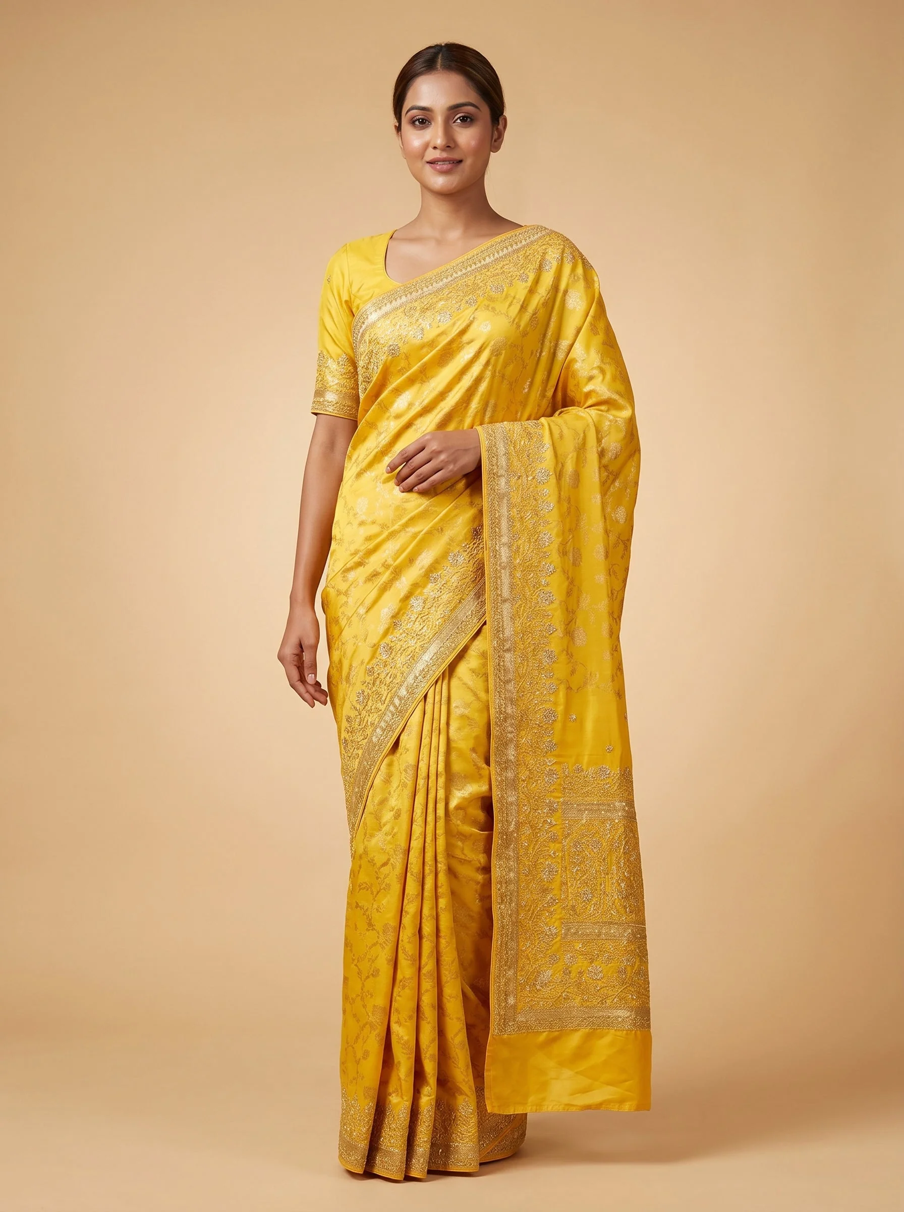 Yellow Sunflare Weave Handloom Saree