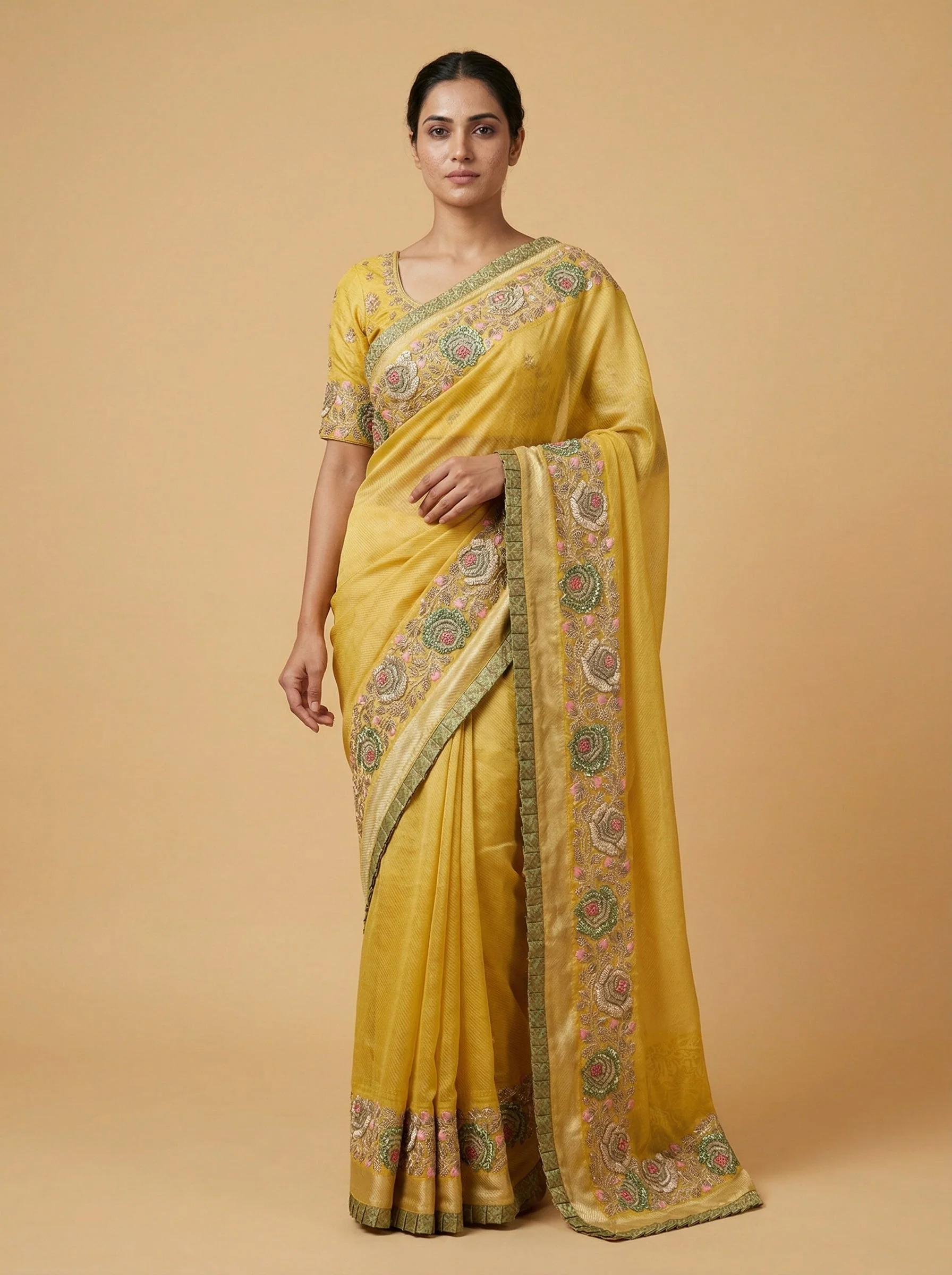 Yellow Sunlit Embroidered Saree