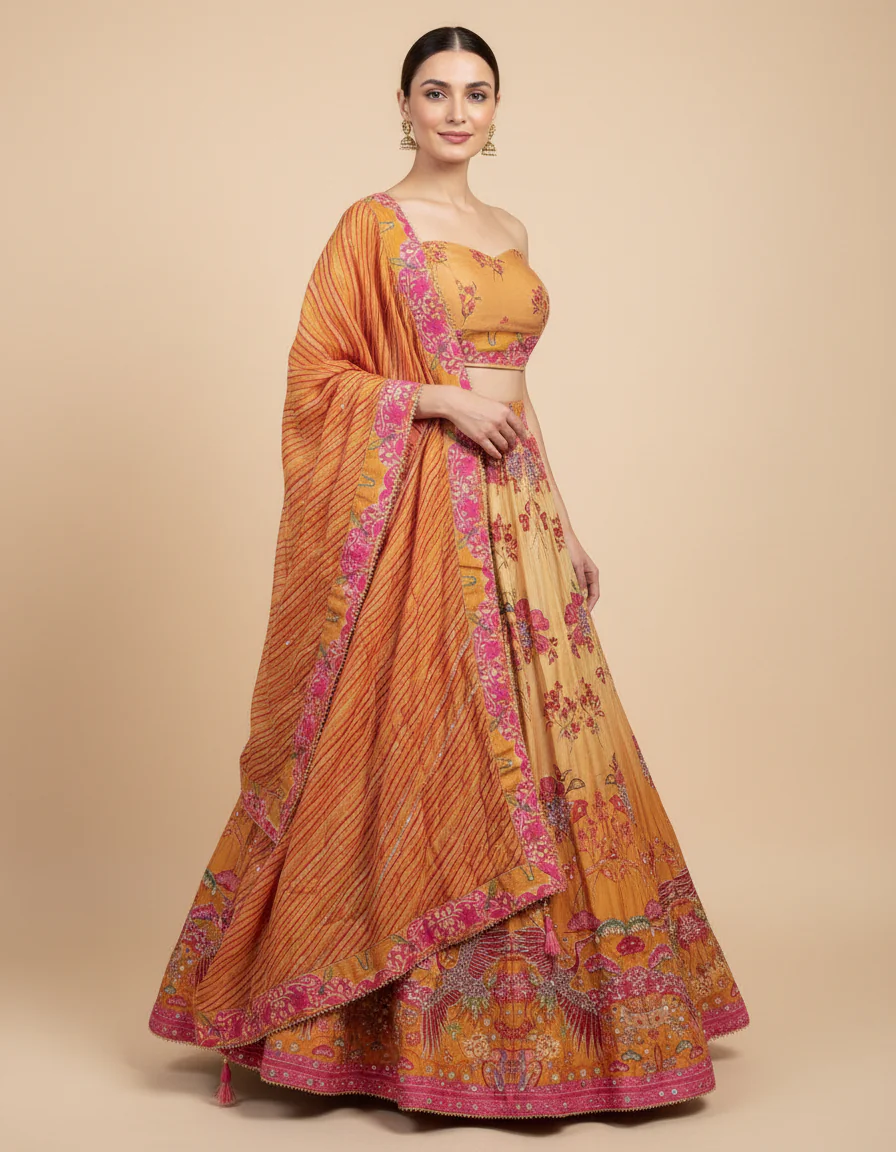 Yellow Sunshine Bridesmaid Lehenga - Image 2
